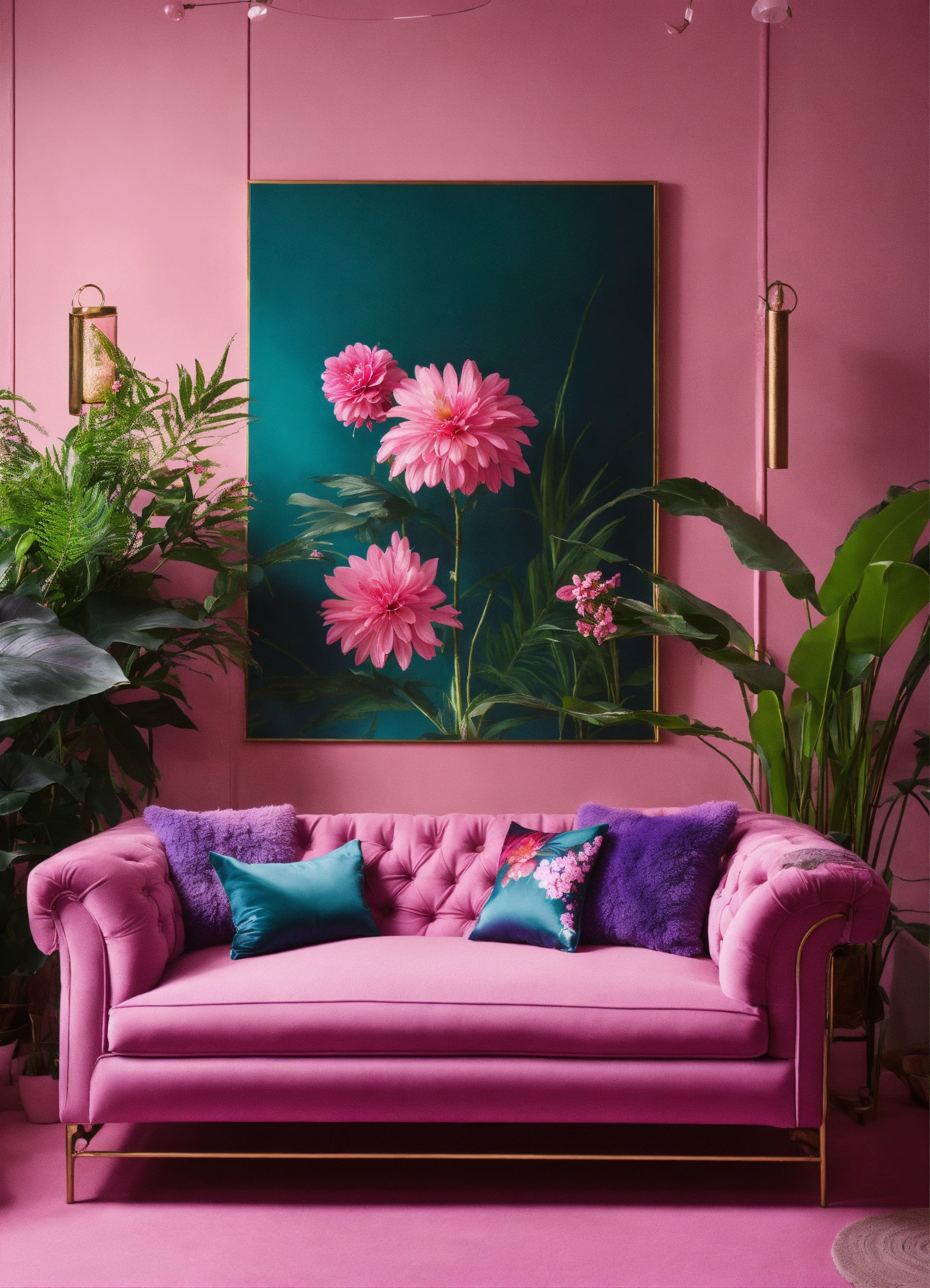 Lexica - Create some interior design using pink colours with many ...