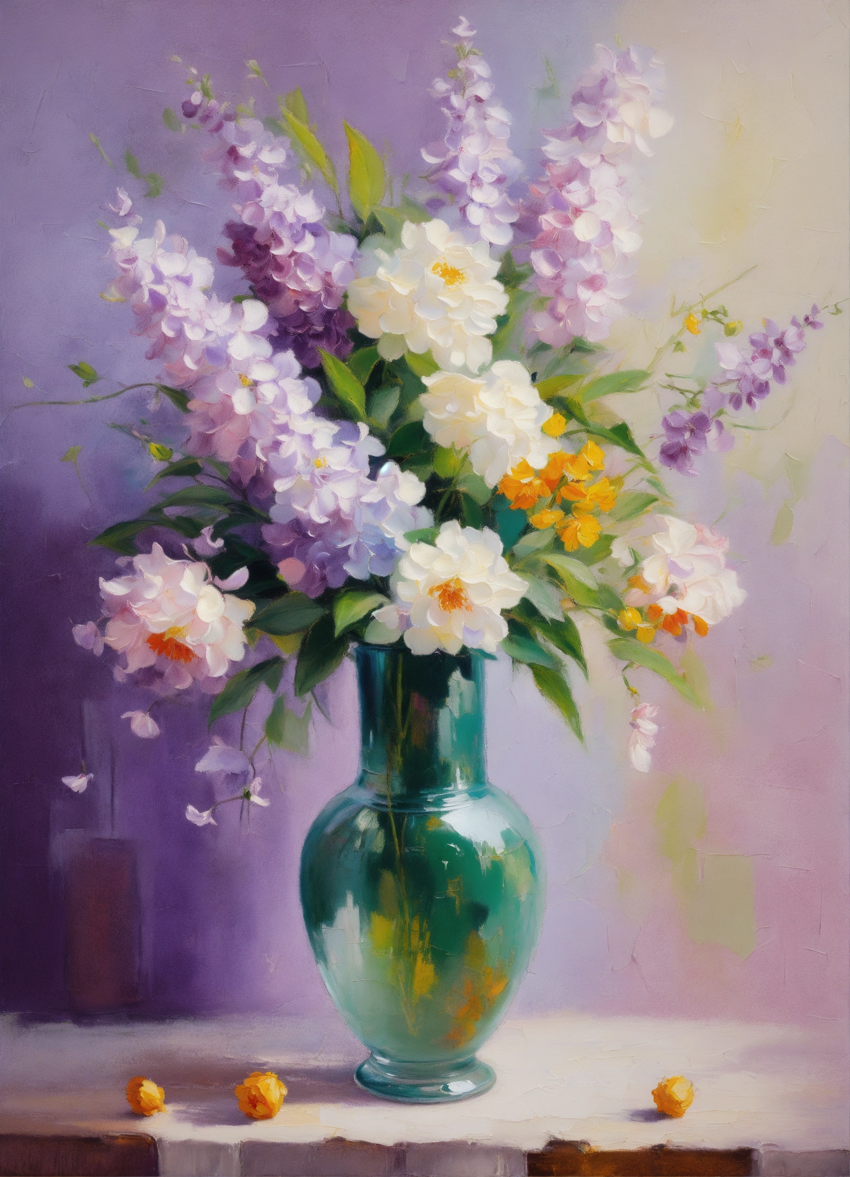 Lexica - Abstract impressionistic oil painting of beautiful still life ...