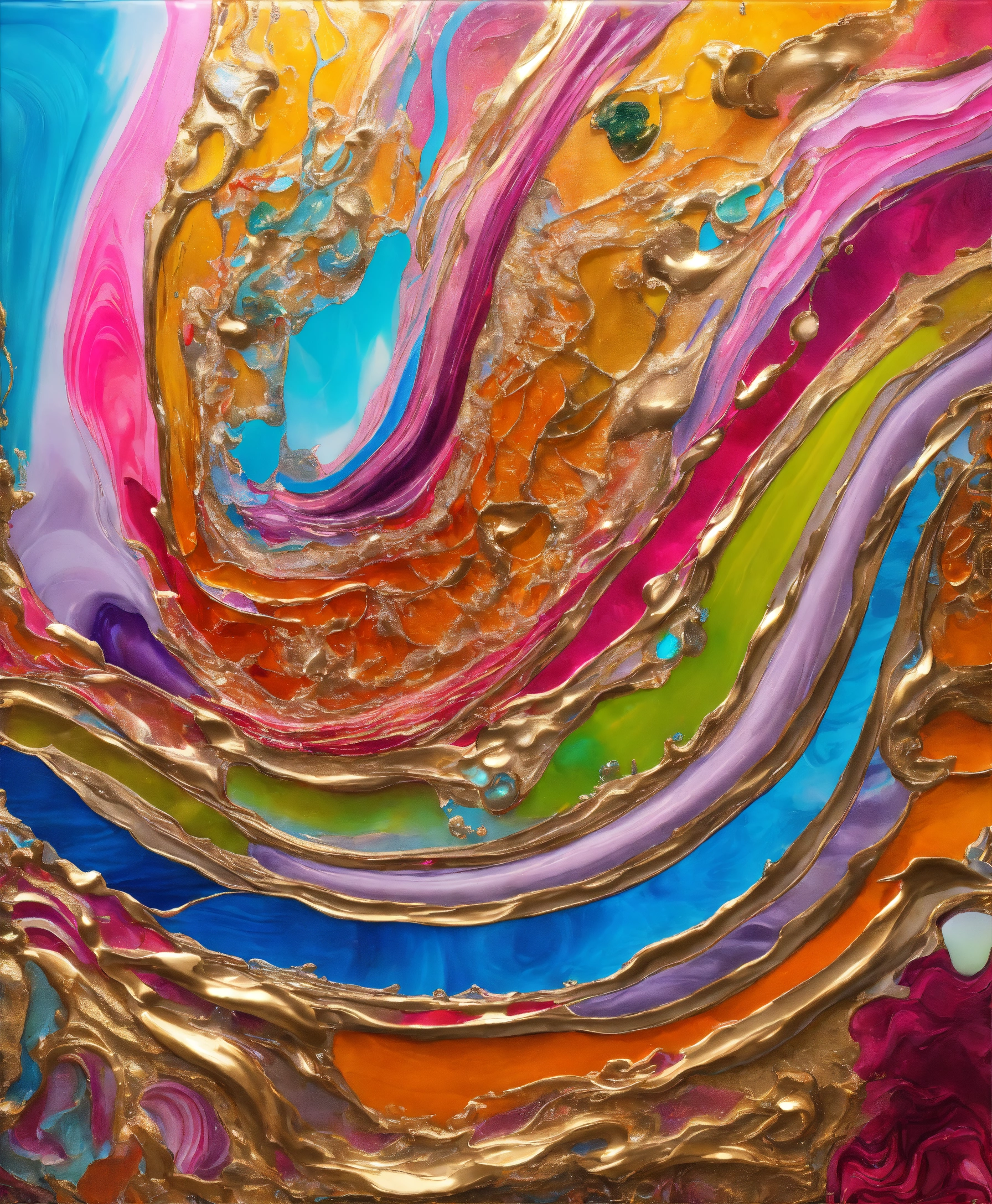Lexica - Colorful abstract painting oil and water complex complicated ...