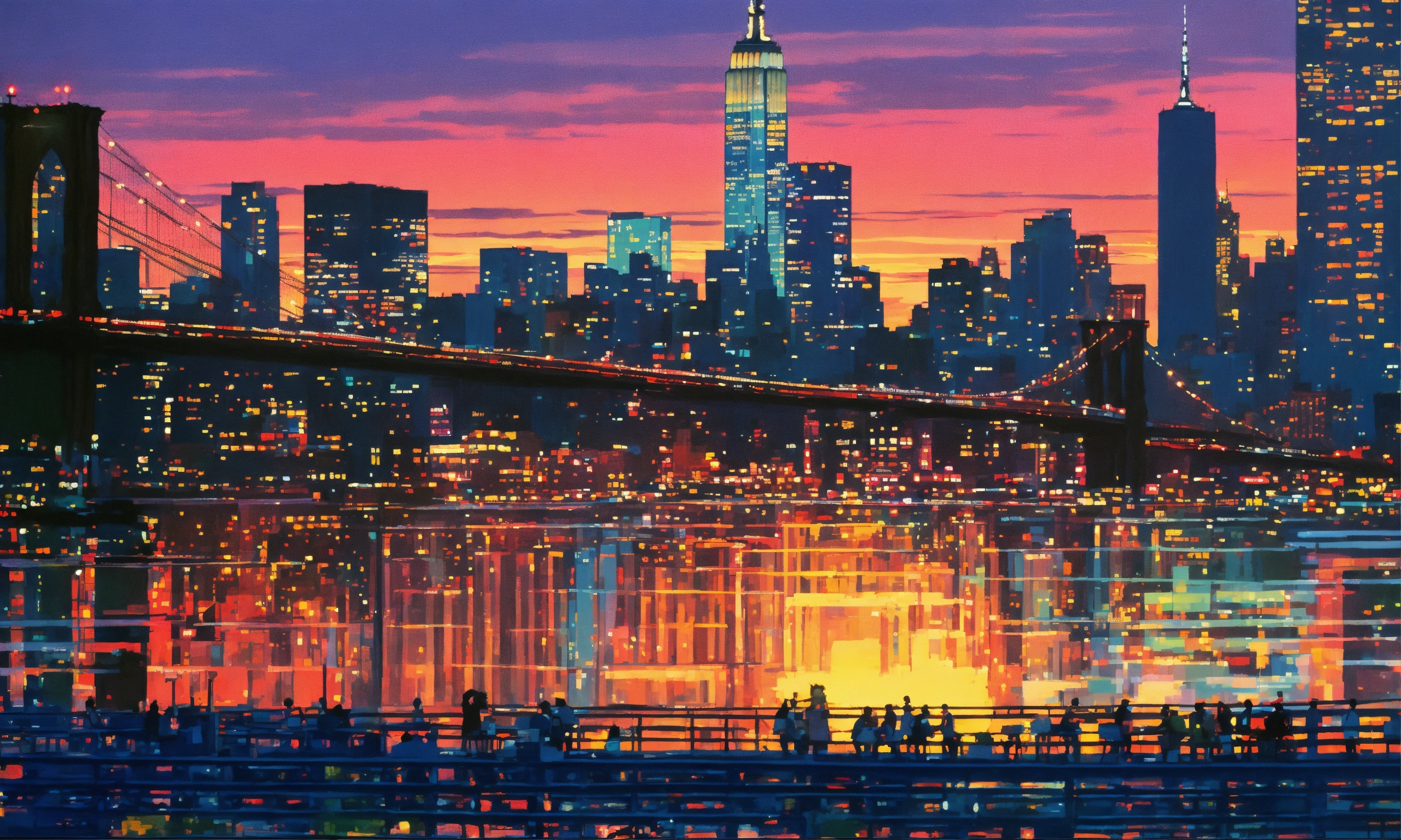 Lexica - Groovival hirosho nagai, lofi artwork, new york sunset skyline