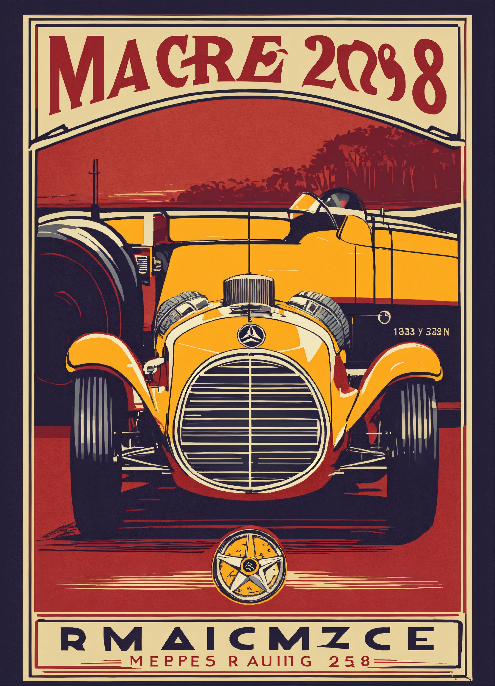 Lexica - 1938 classic mercedes racing car, vector art style, t-shirt design