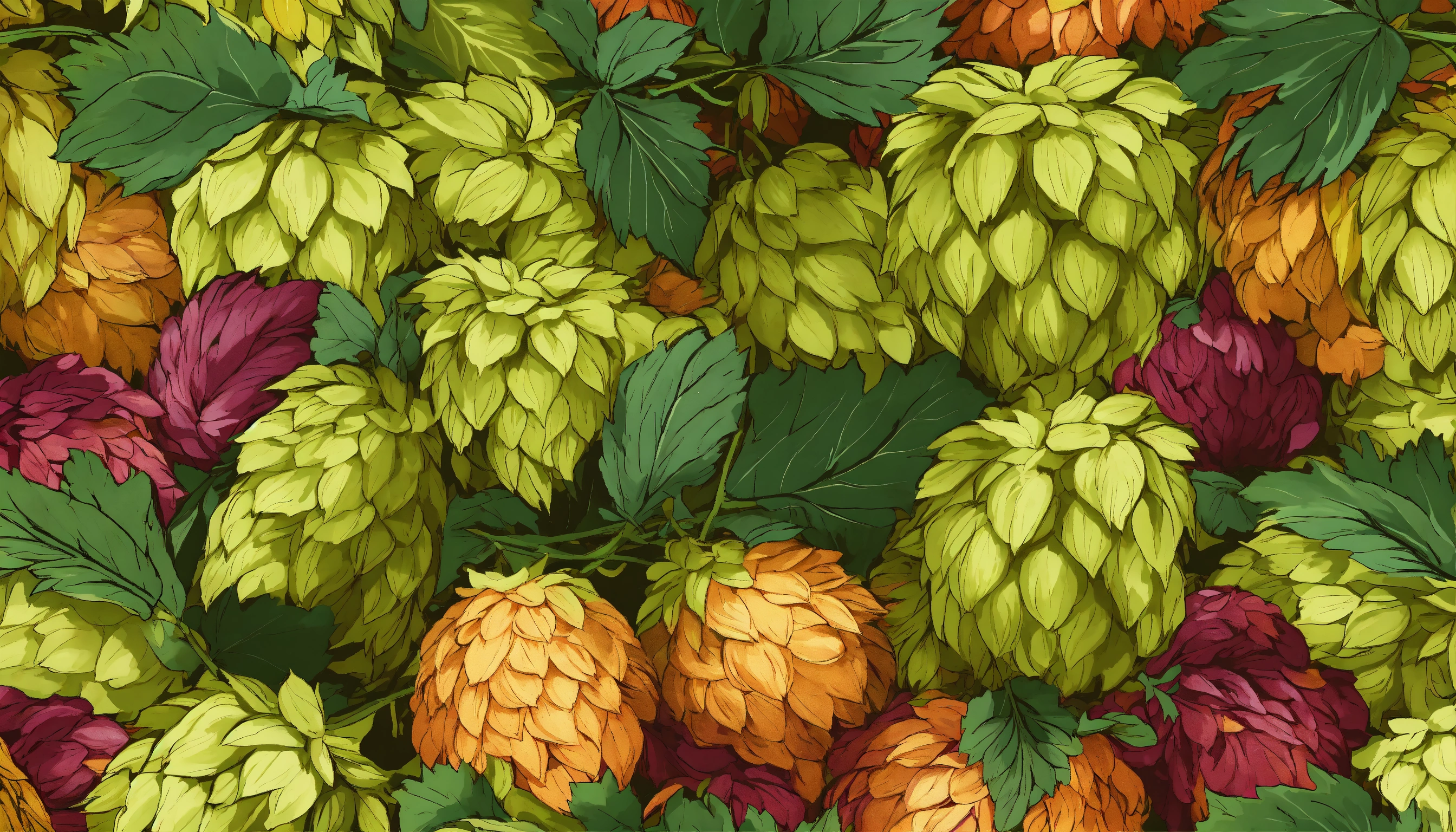 Lexica - Composition of bunches of hops generating a 6-color graphic ...