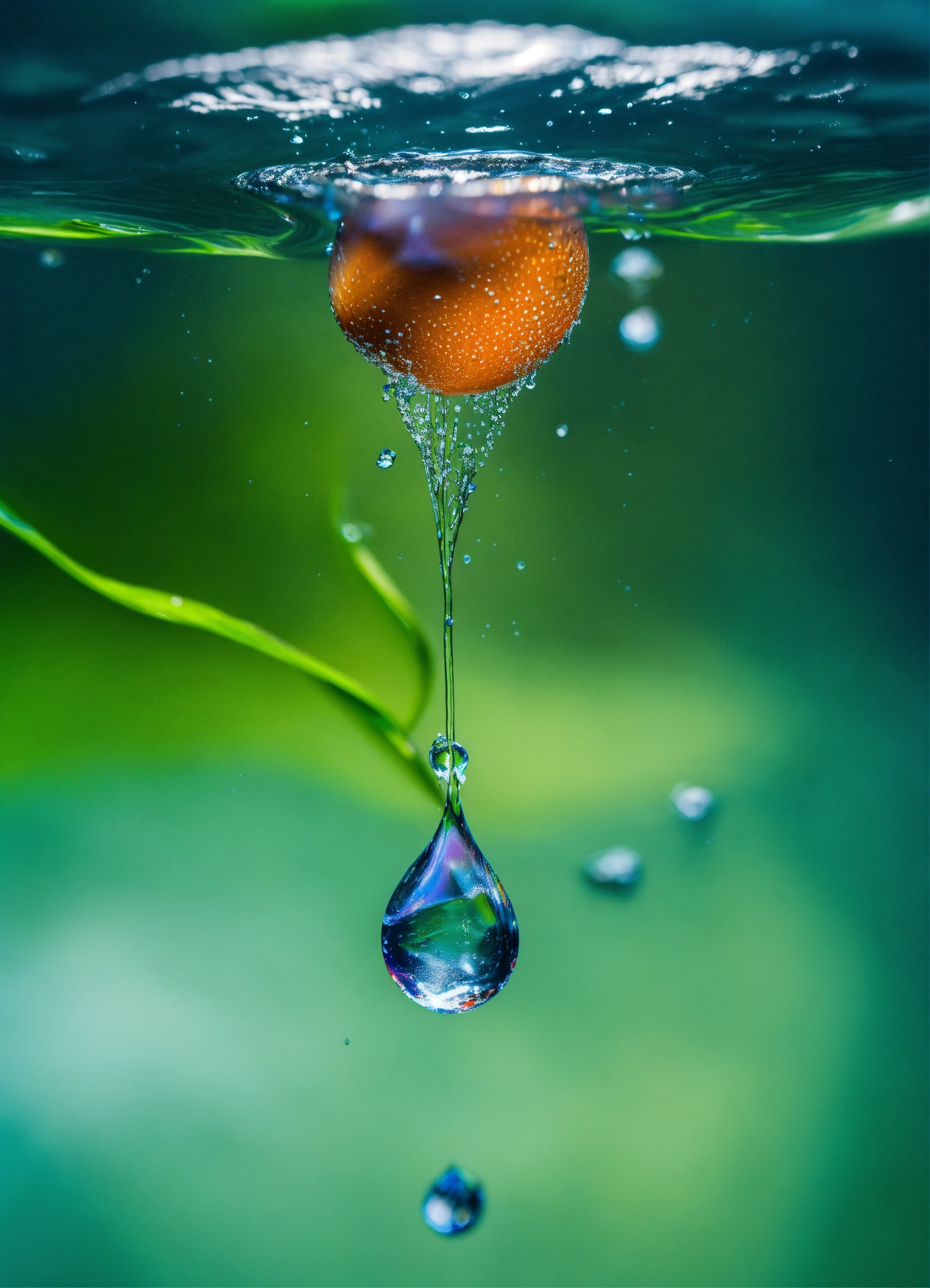 Lexica - The water drop falls below the water surface, it morphs into a ...