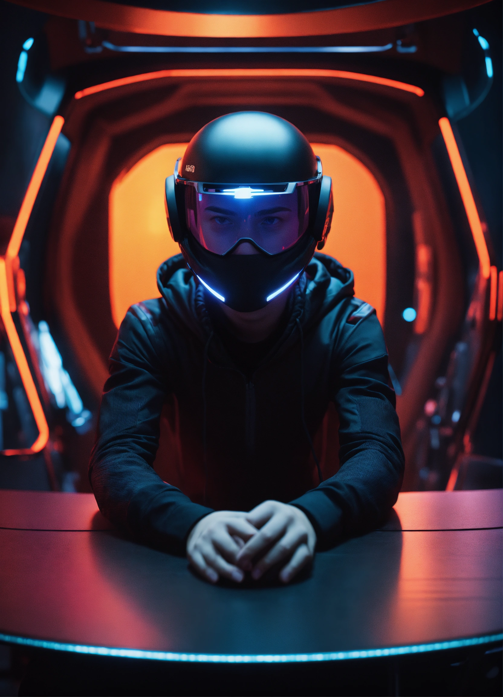 Lexica - Nerdy 25 year old male hacker wearing hi-tech tinted visor ...
