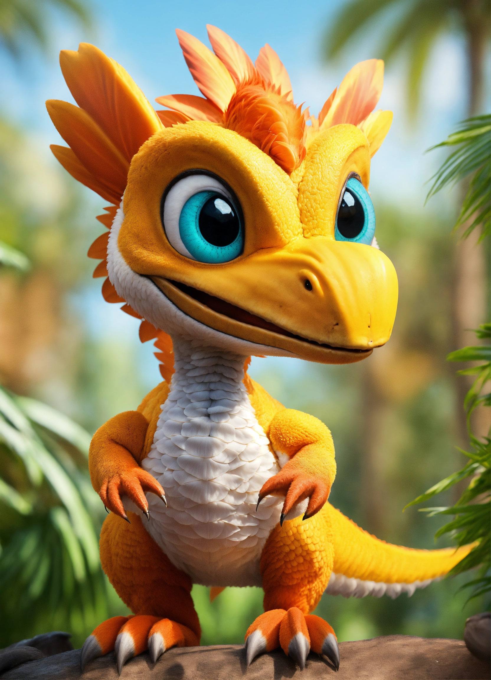 Lexica - An adorable and fluffy velociraptor dinosaur with big color ...
