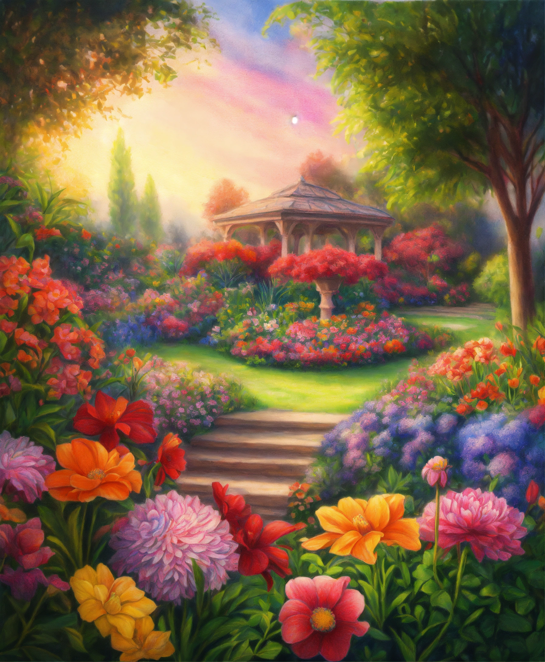 Lexica - Colored pencil realistic drawing of a beautiful garden with ...