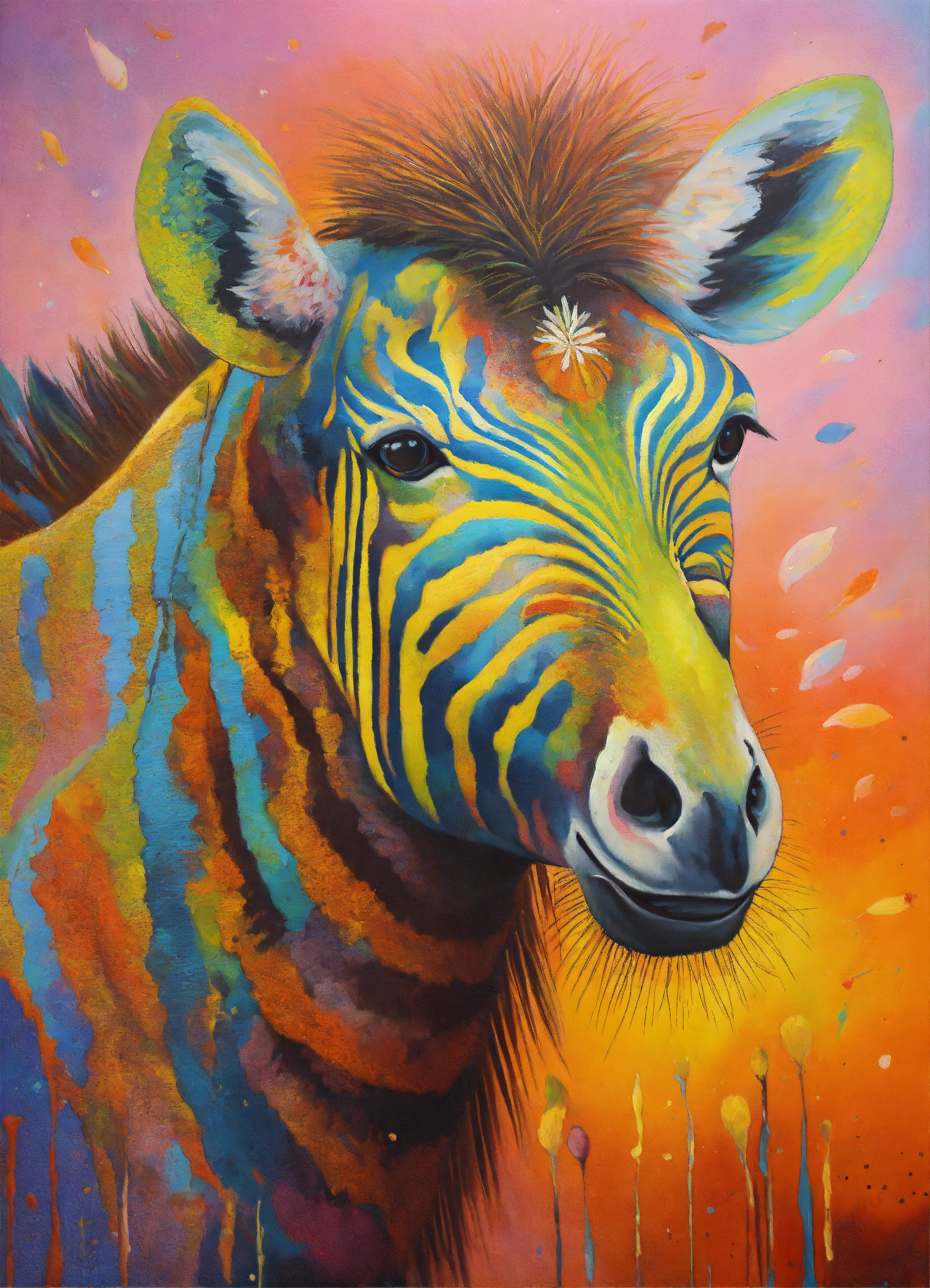 Lexica - Abstract oil painting of animals, pastel colors stipple