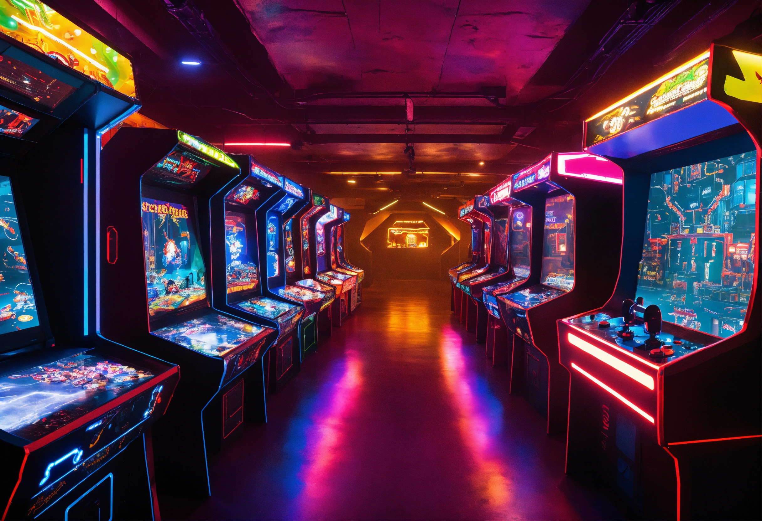 Lexica - Sci Fi tech arcade with lots of lights, base of operations ...