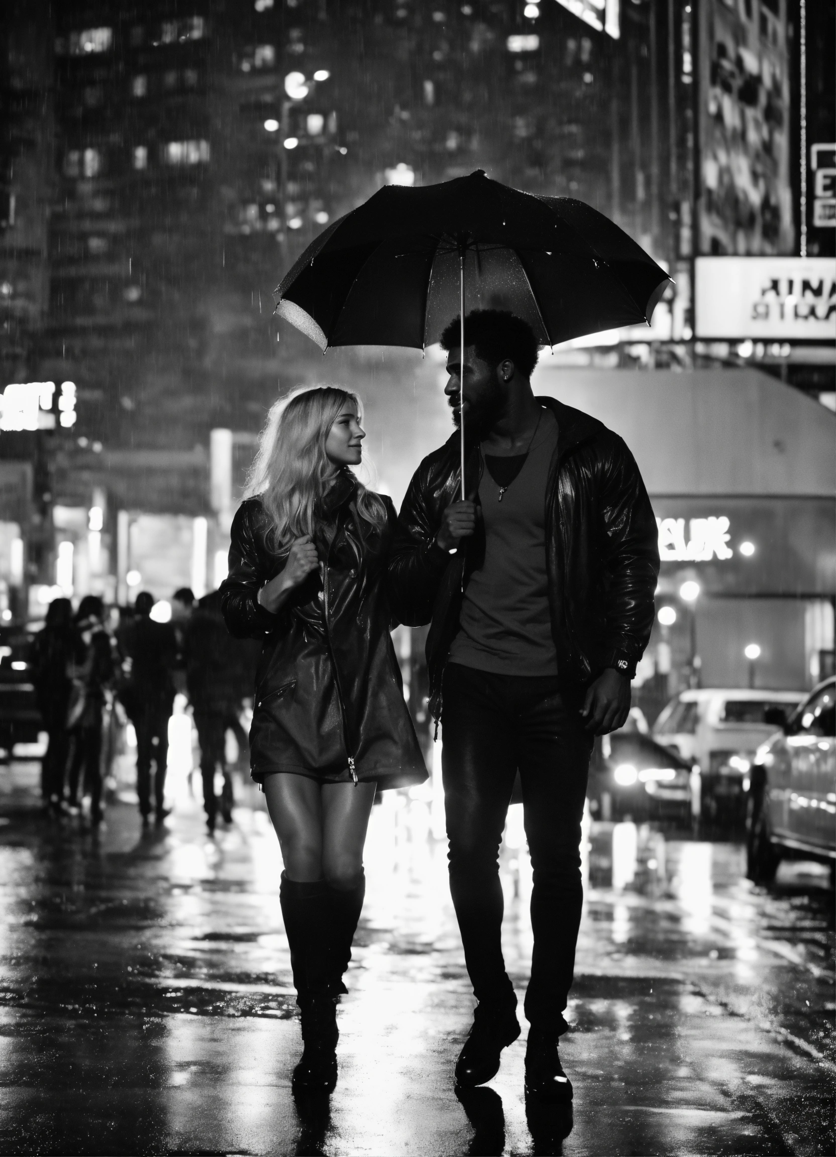 Lexica - Raining day in New York with a couple, blonde girl and Afro ...