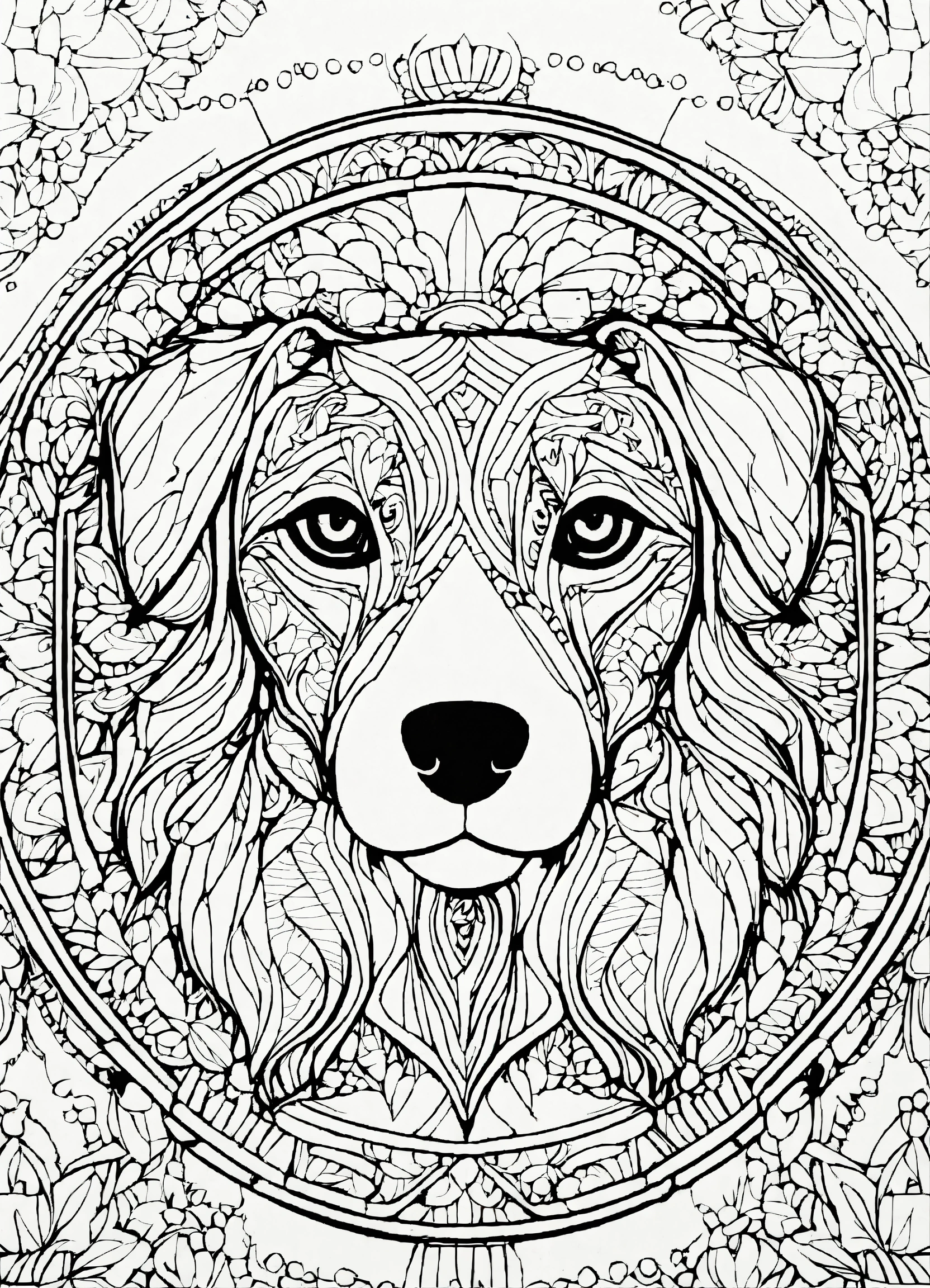 Lexica - Coloring page for adults, bold lines, dark lines, mandala ...