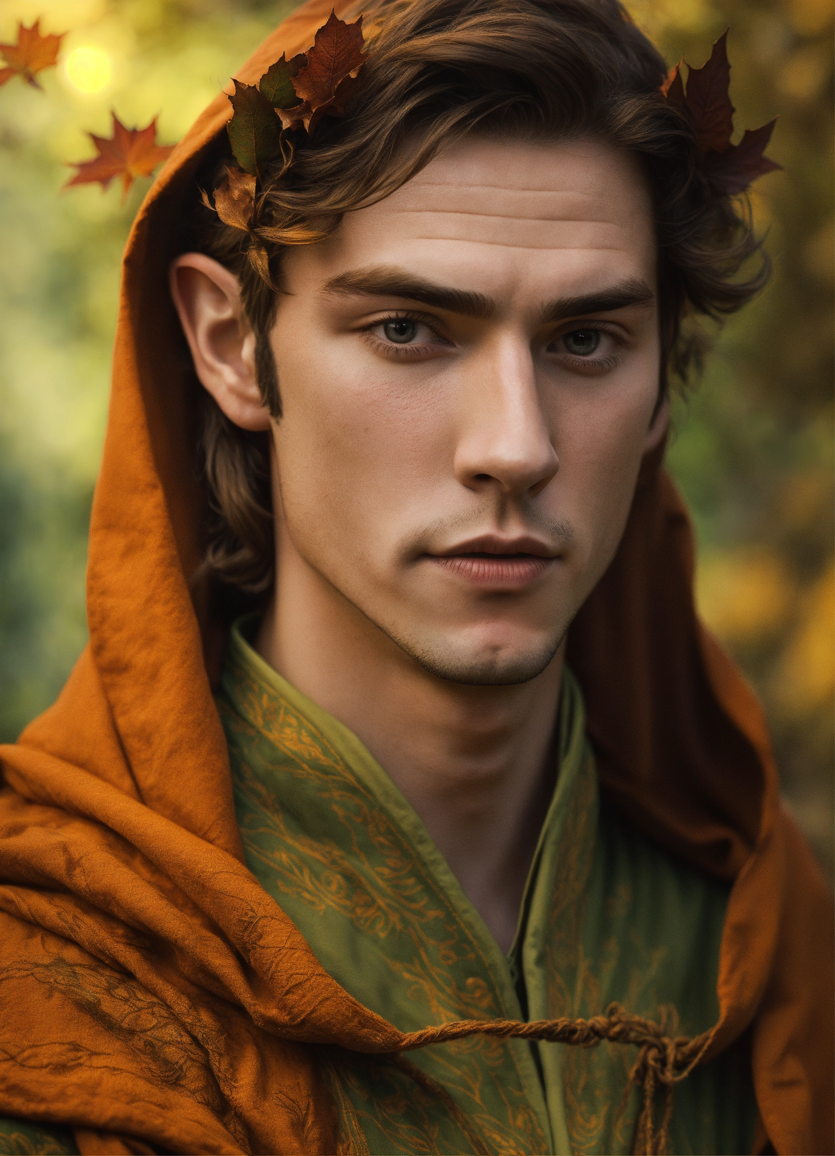 Lexica - Young elven man with features reminiscent of autumn, wearing ...
