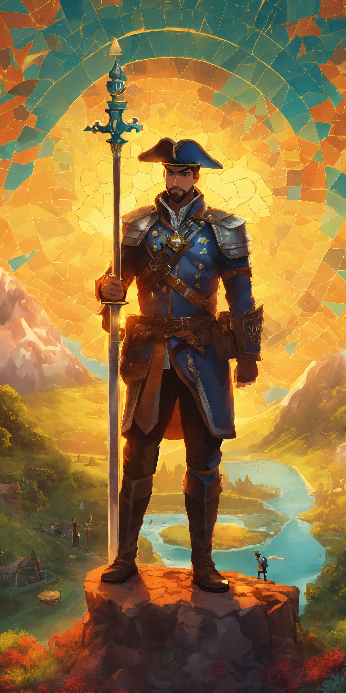 Lexica - Illustrate Captain Planner standing tall, his silhouette ...