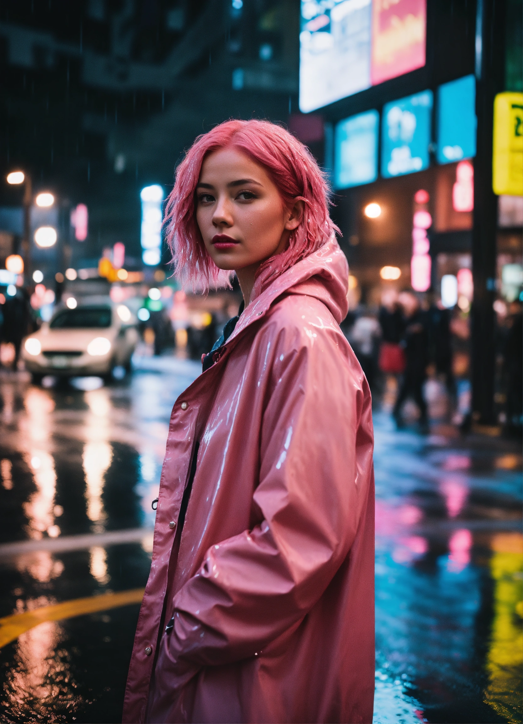 Lexica - 8k photo portrait of a woman with pink hair in a pastel ...