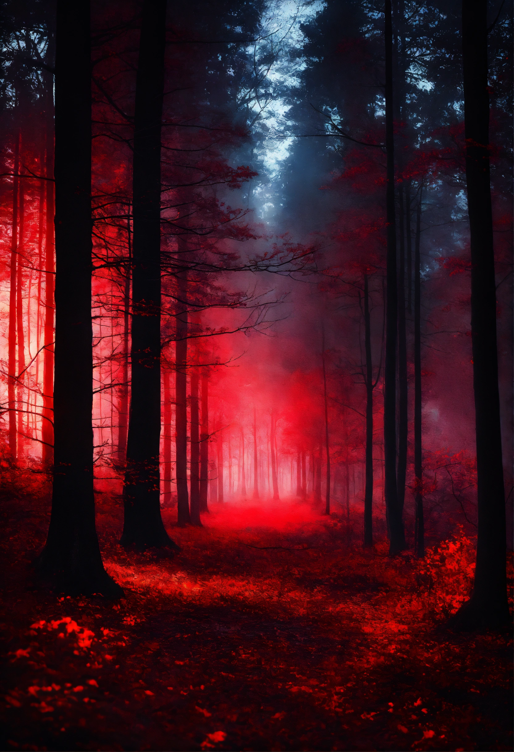 Lexica - Mystical dark forest in red flames
