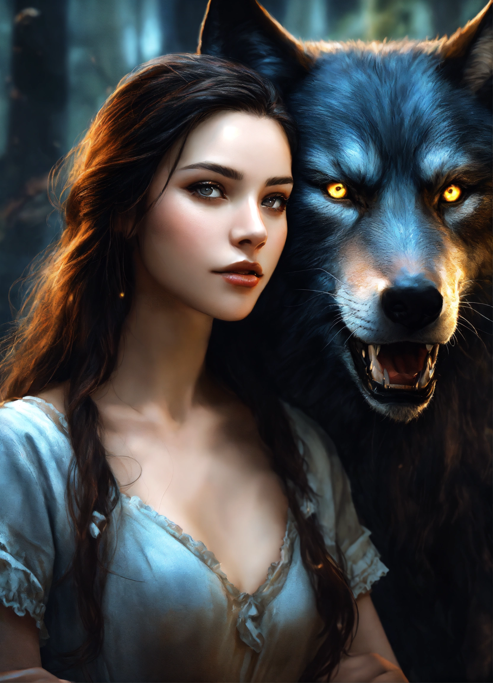 Lexica - Beautiful girl and handsome man in werewolf academy, mystic ...