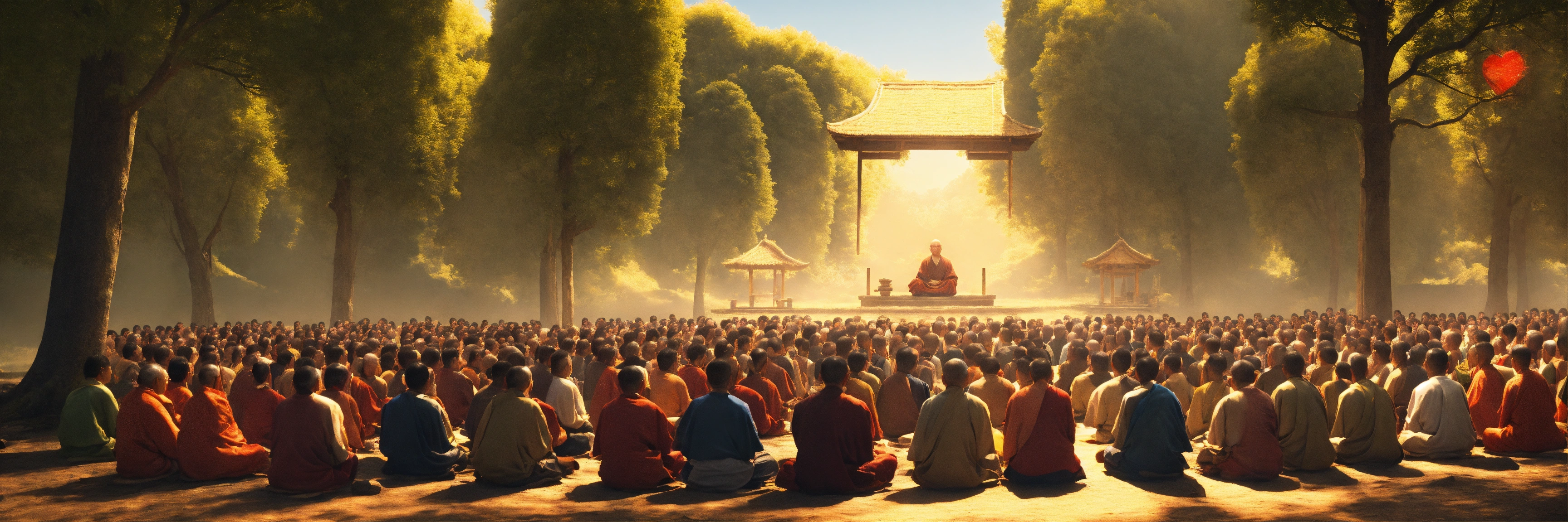 Lexica - Create an image of the Zen master preaching to a group of ...