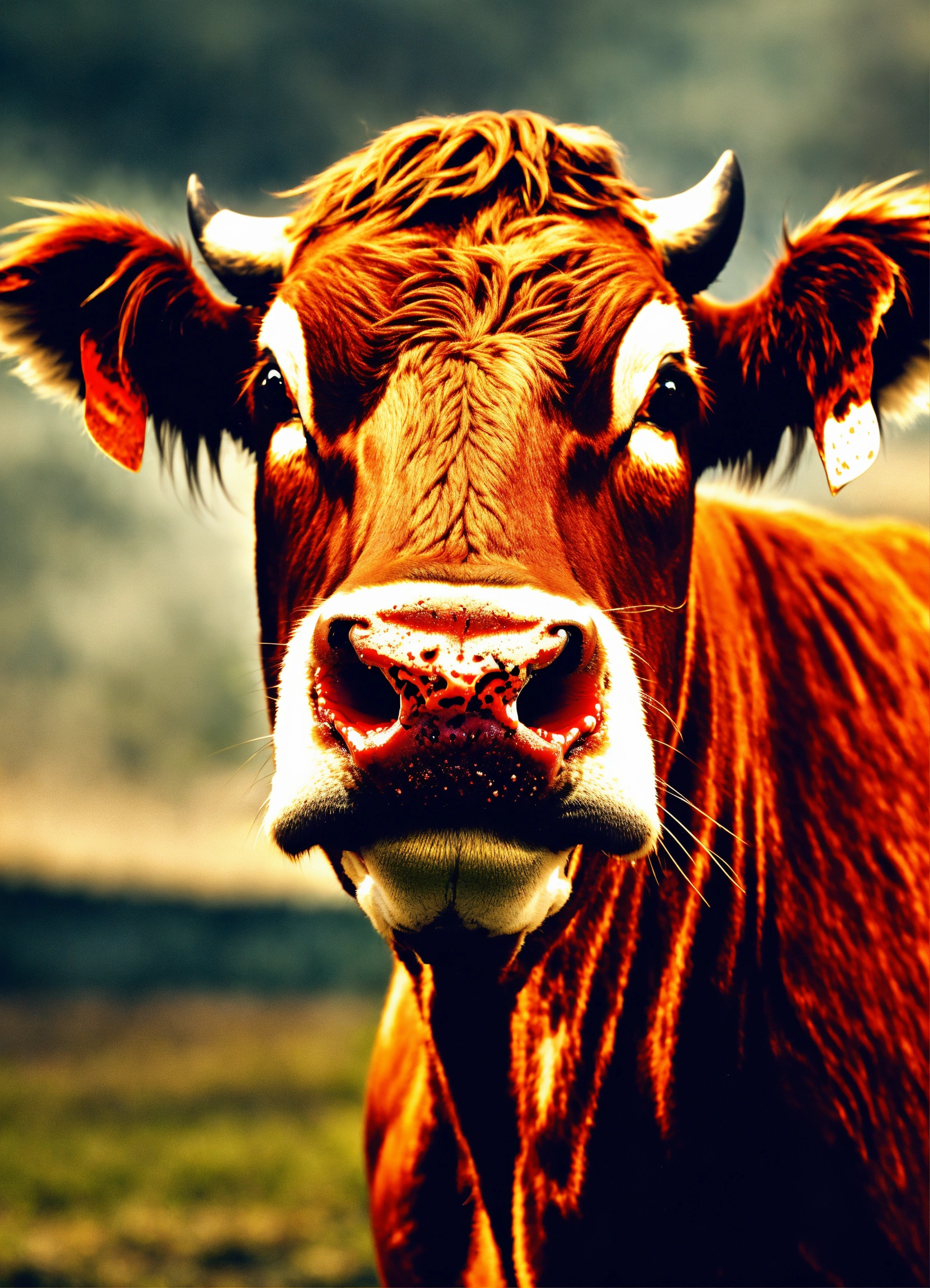 Lexica - 32k,a really angry upset snarling cow raging at the viewer ...