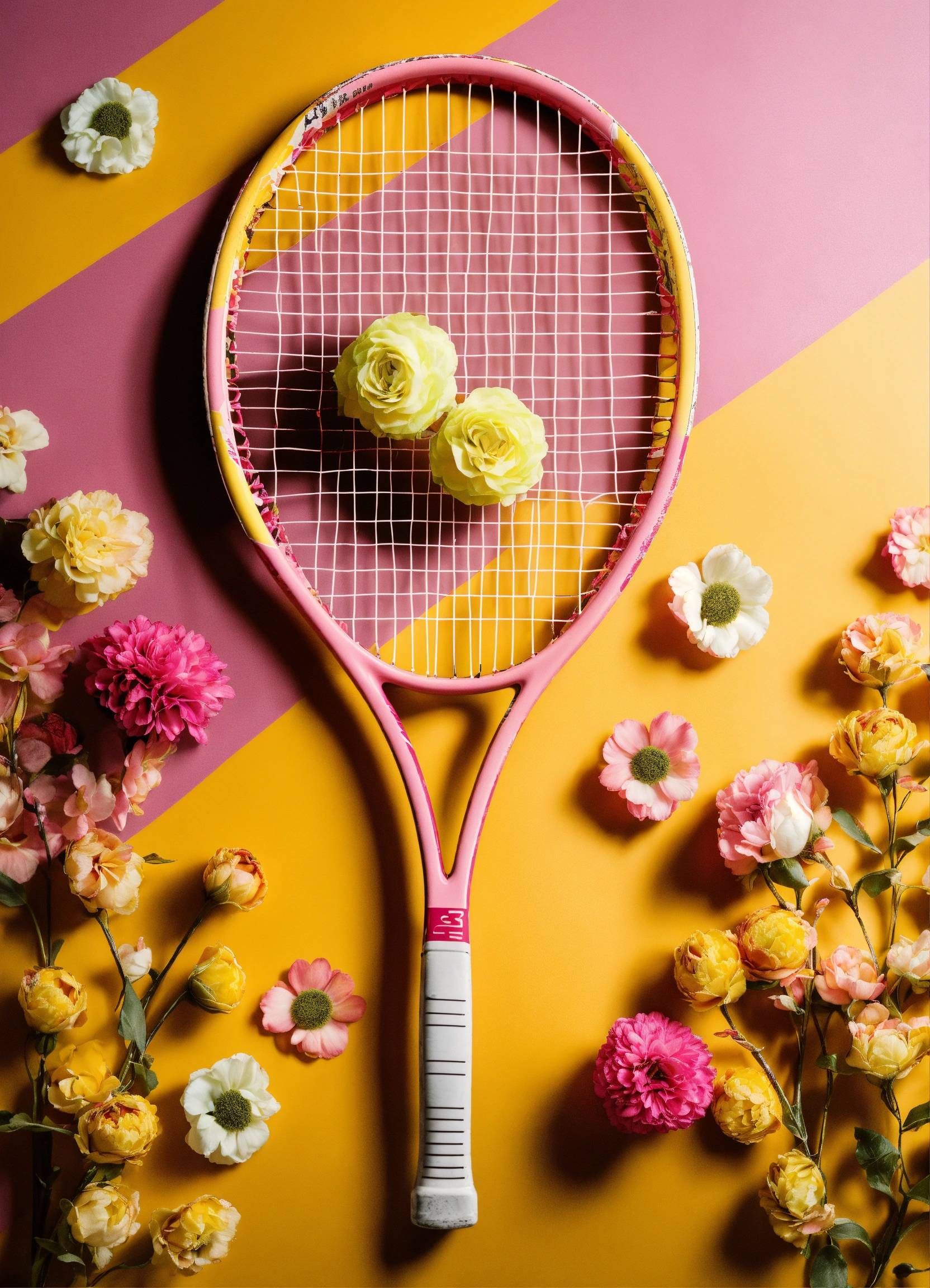 Lexica - VINTAGE tennis racket decorated all around with three ...