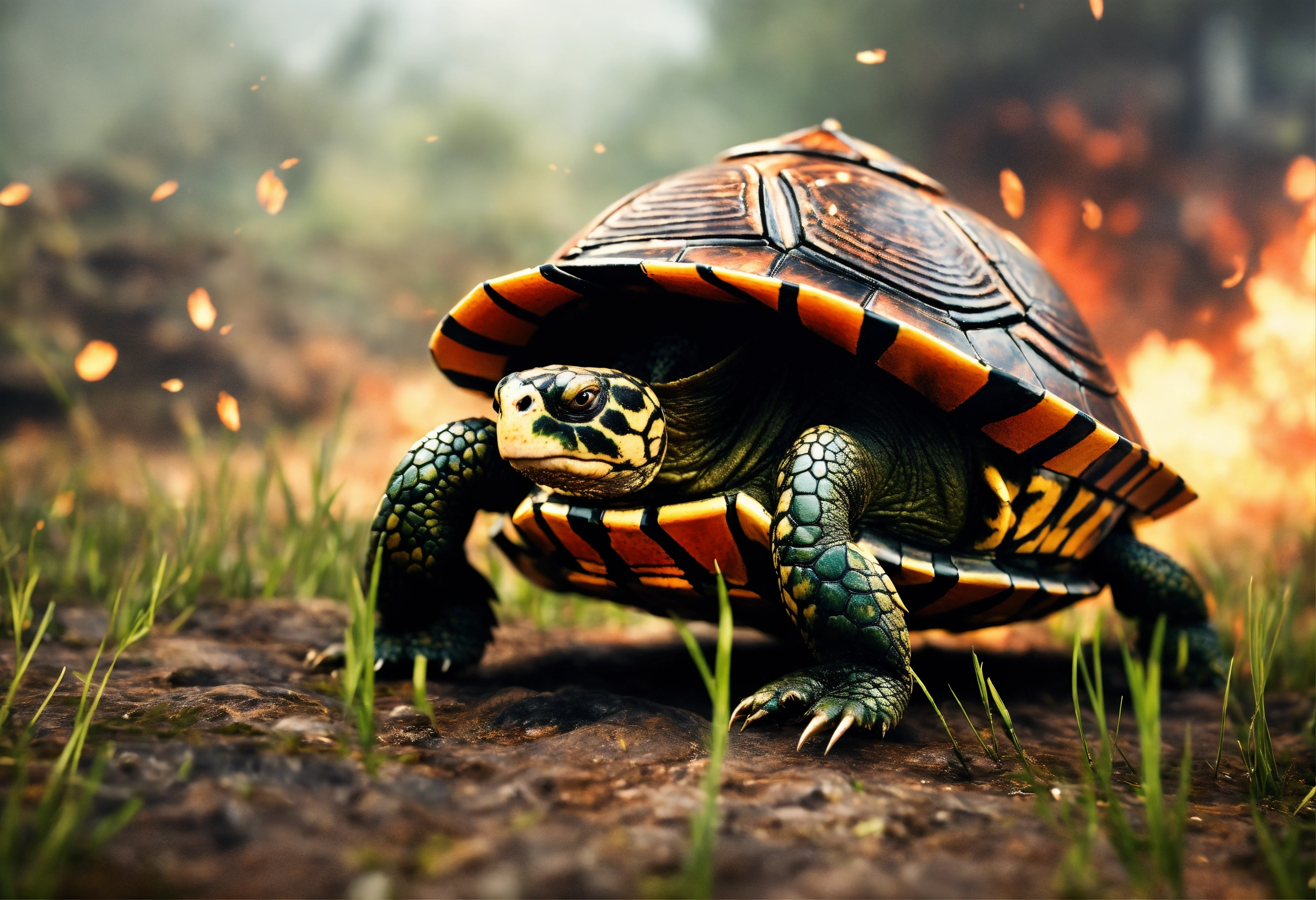 Lexica - Turtle Samurai. Battlefield. Hyper realistic.
