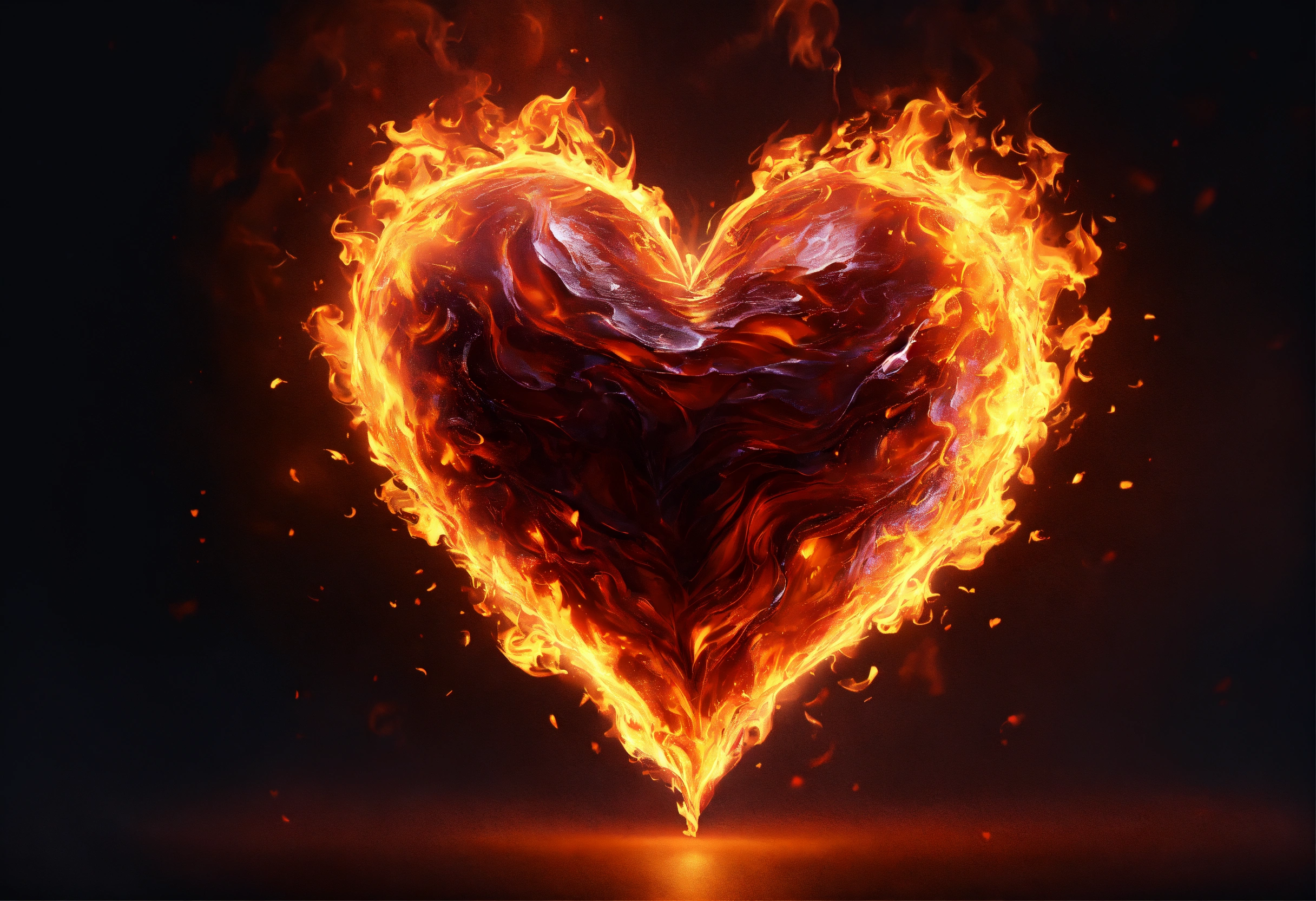 Lexica - Epic valentine heart made of flames on dark background ...