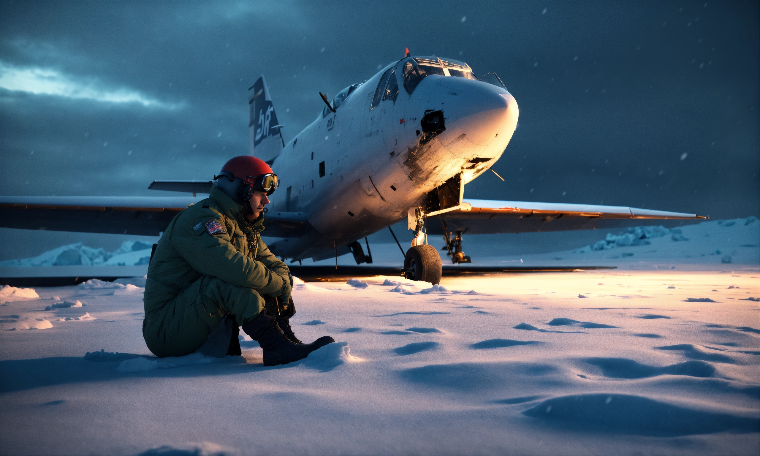 Lexica - Scary Phantom pilot sitting near crashed plane in Antarctica ...