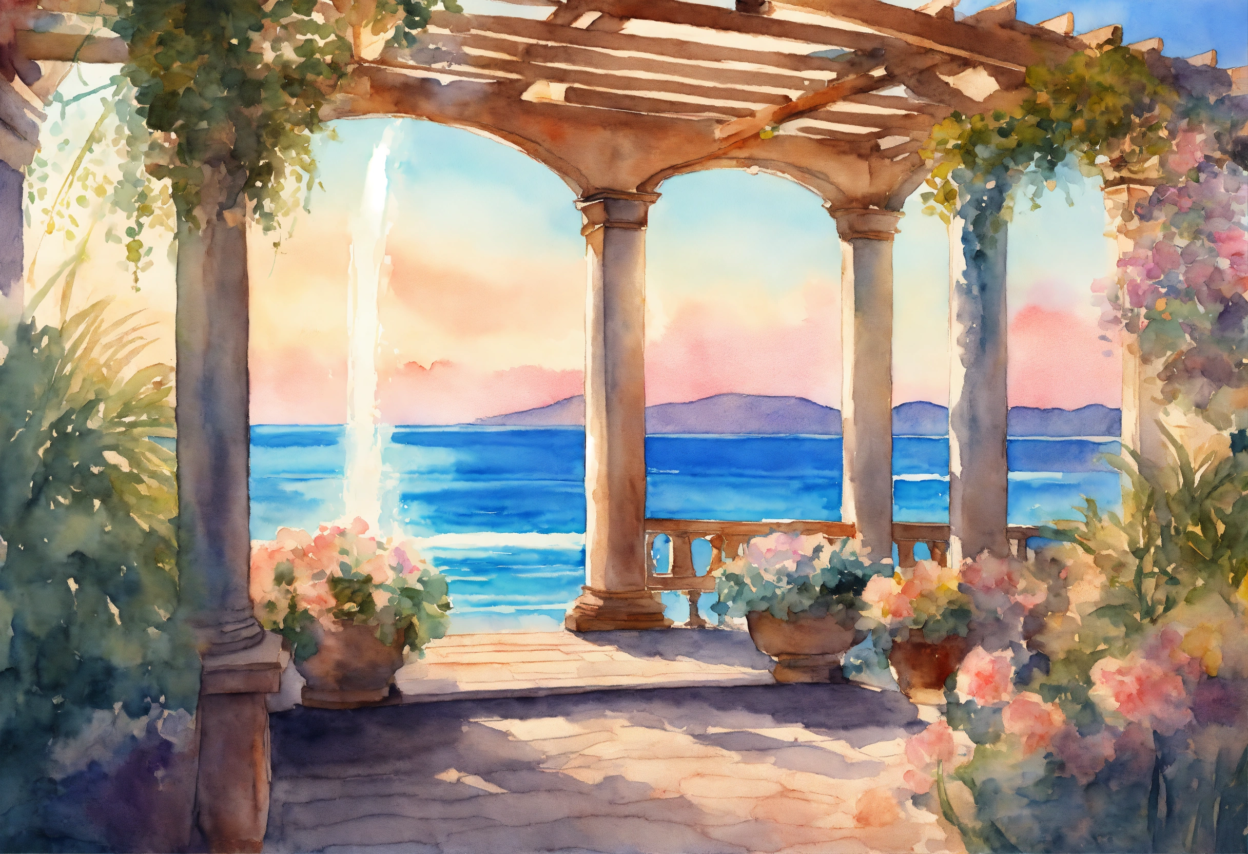 Lexica - Watercolour painting, pastel colours, warm light, intricate ...