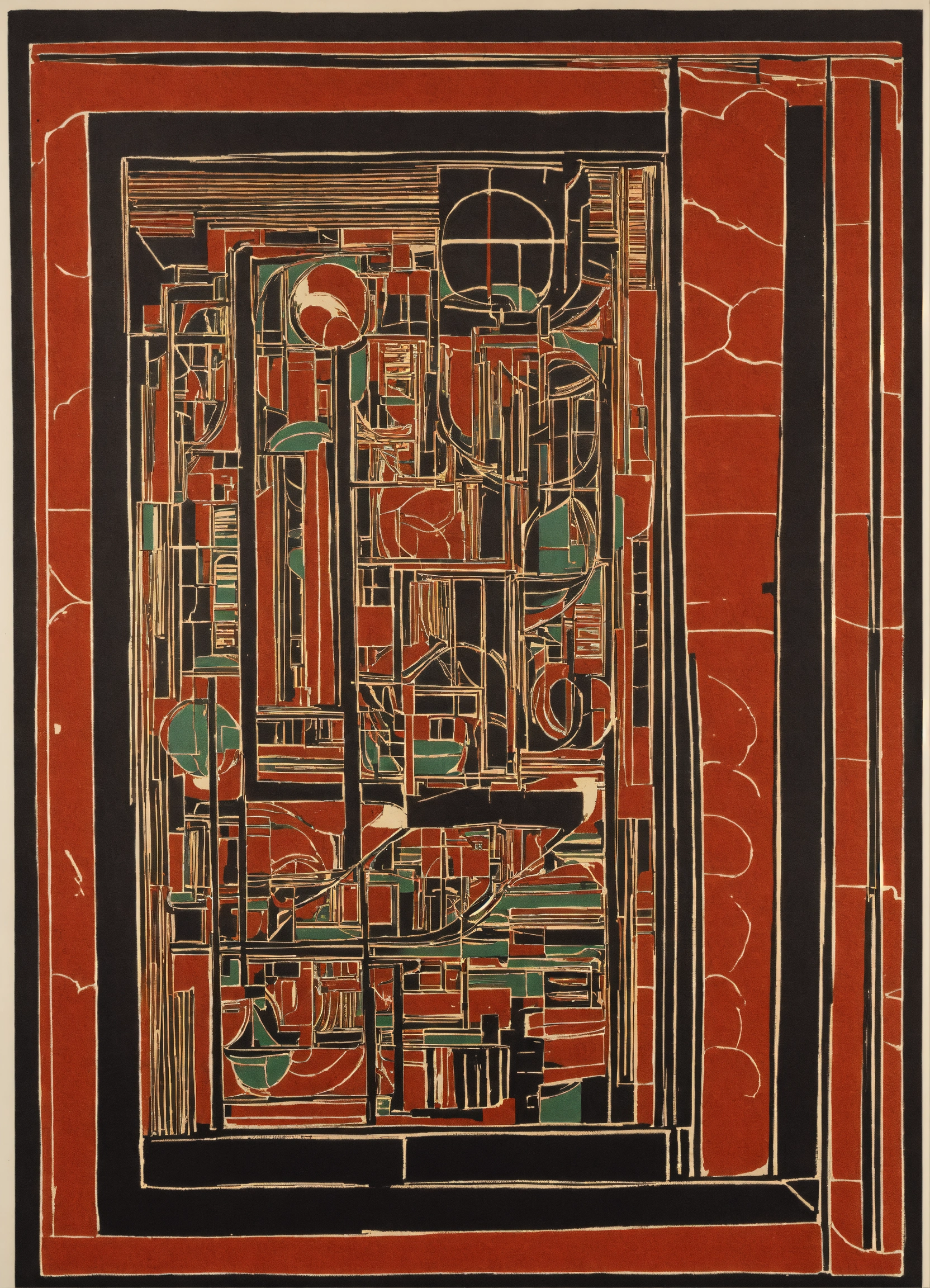 Lexica - Linocut, abstract art, drawing in the style of Emil ruder