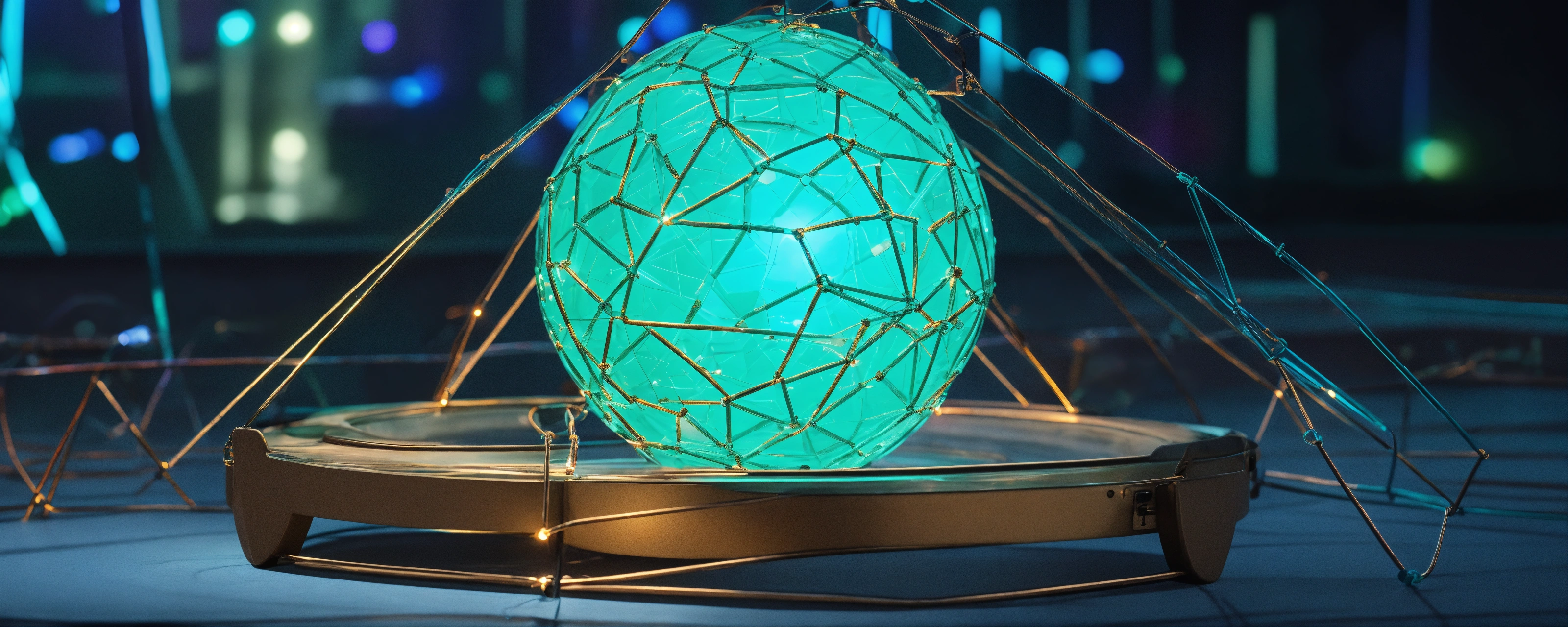 Lexica - Illustration of a turquoise glass ball connected to a network ...