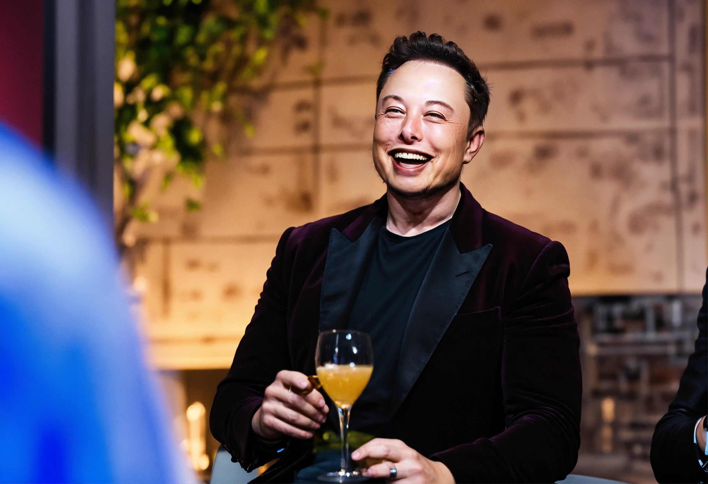 Lexica - Elon musk laughing while making a toast with an AI robot