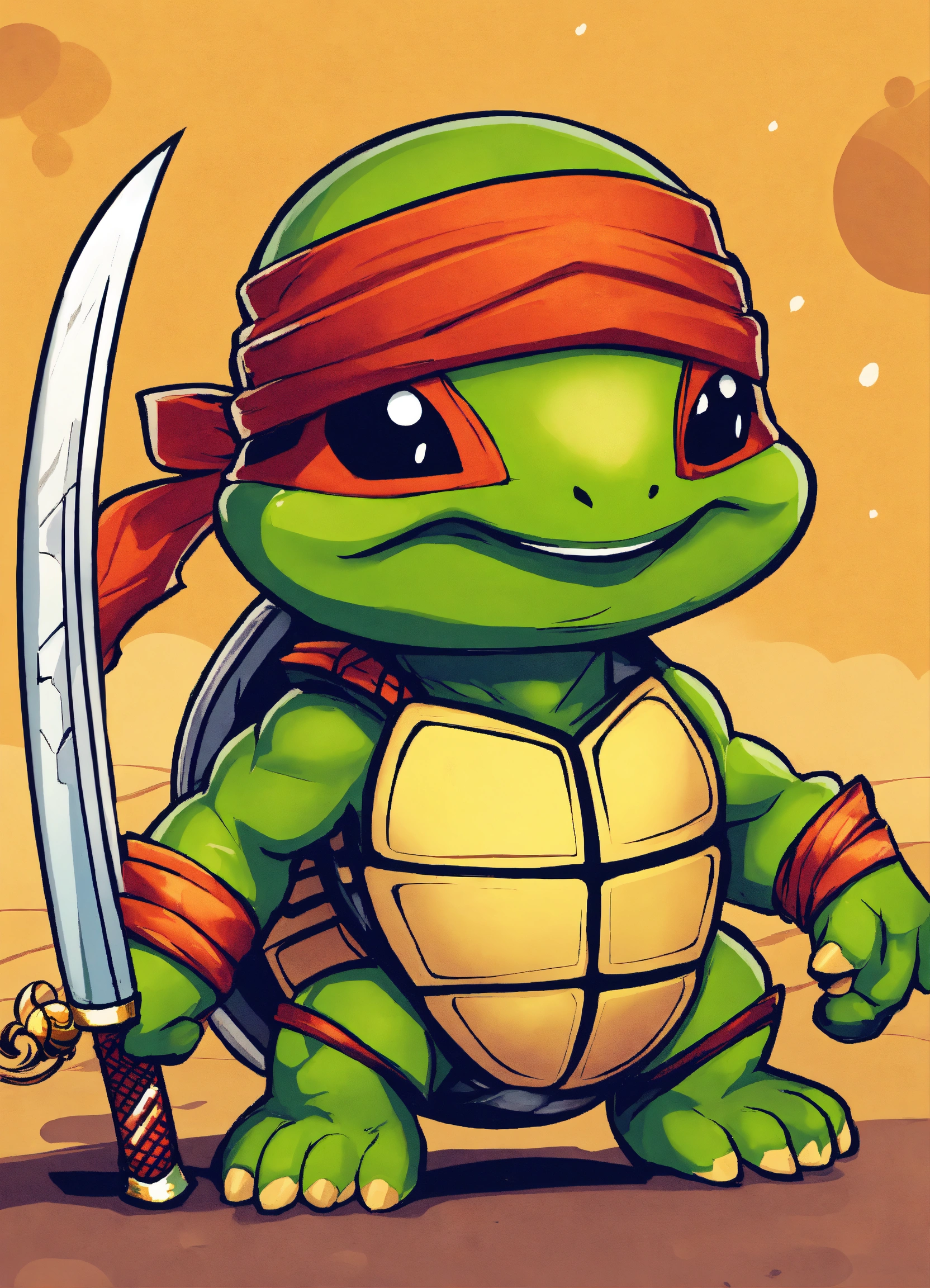 Lexica - A cute ninja turtle with sword in his hand