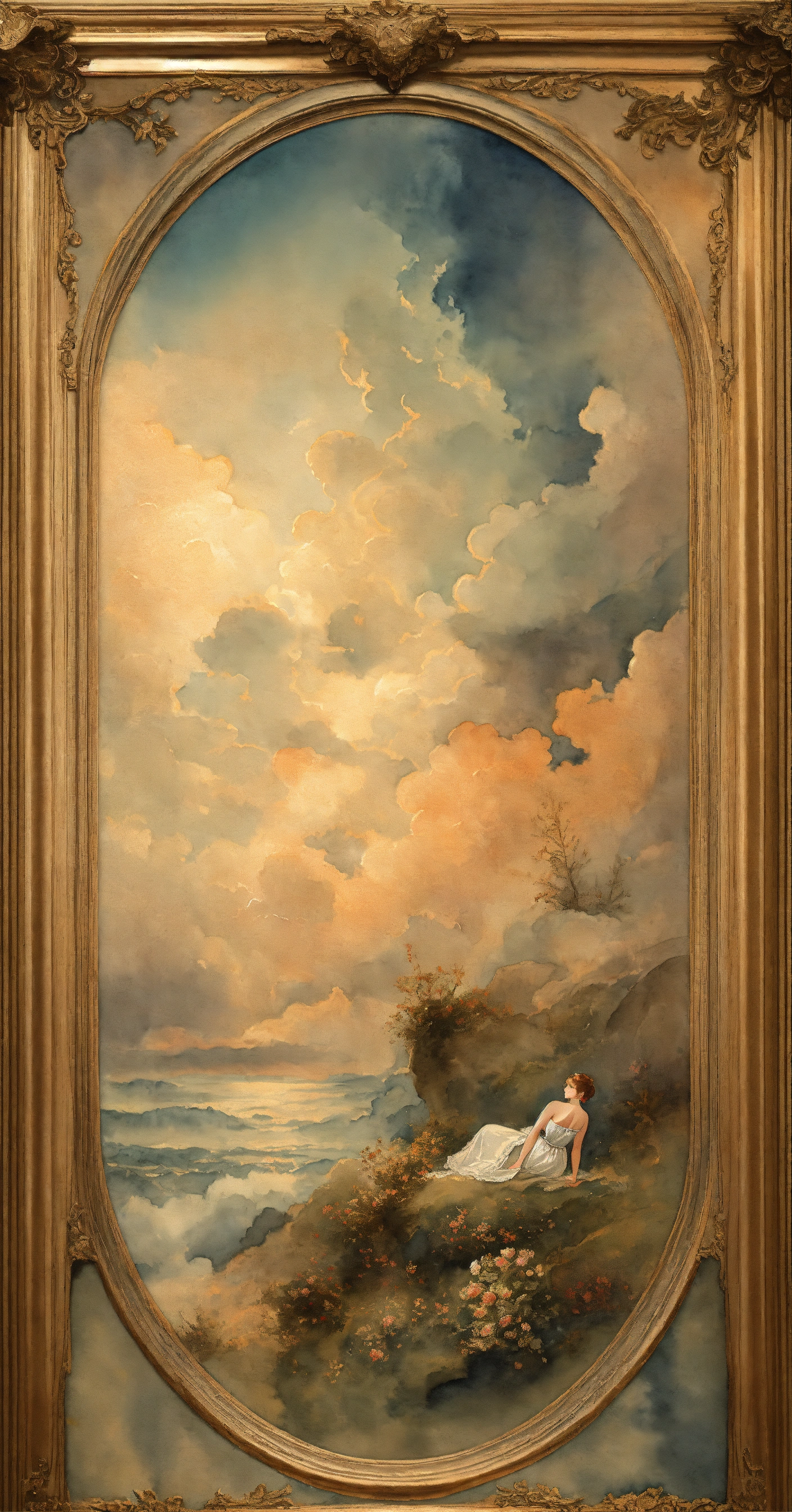 Lexica - Watercolor, highly detailed, a celestial design on a faint ...