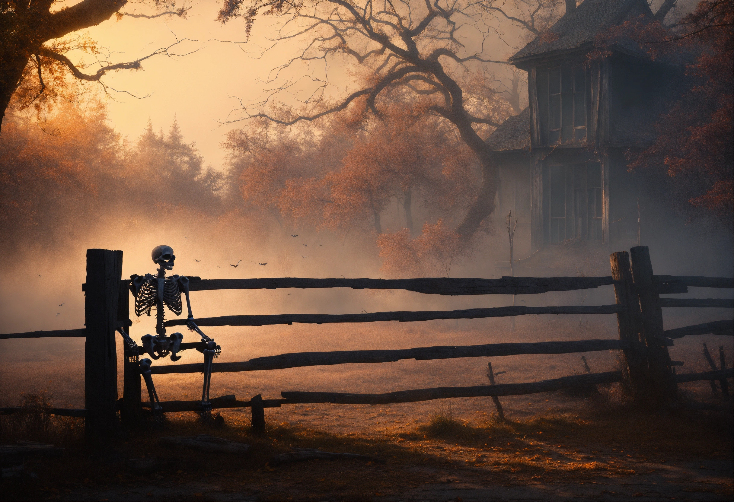 Lexica - Create a digital art piece featuring a skeleton sitting on an ...
