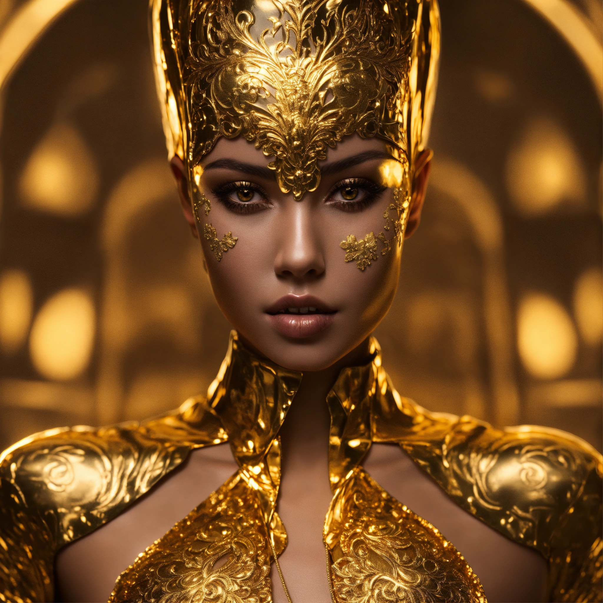 Lexica - Smooth Gold Full Body Woman, Gold Face, Full Body Outfit, Gold ...