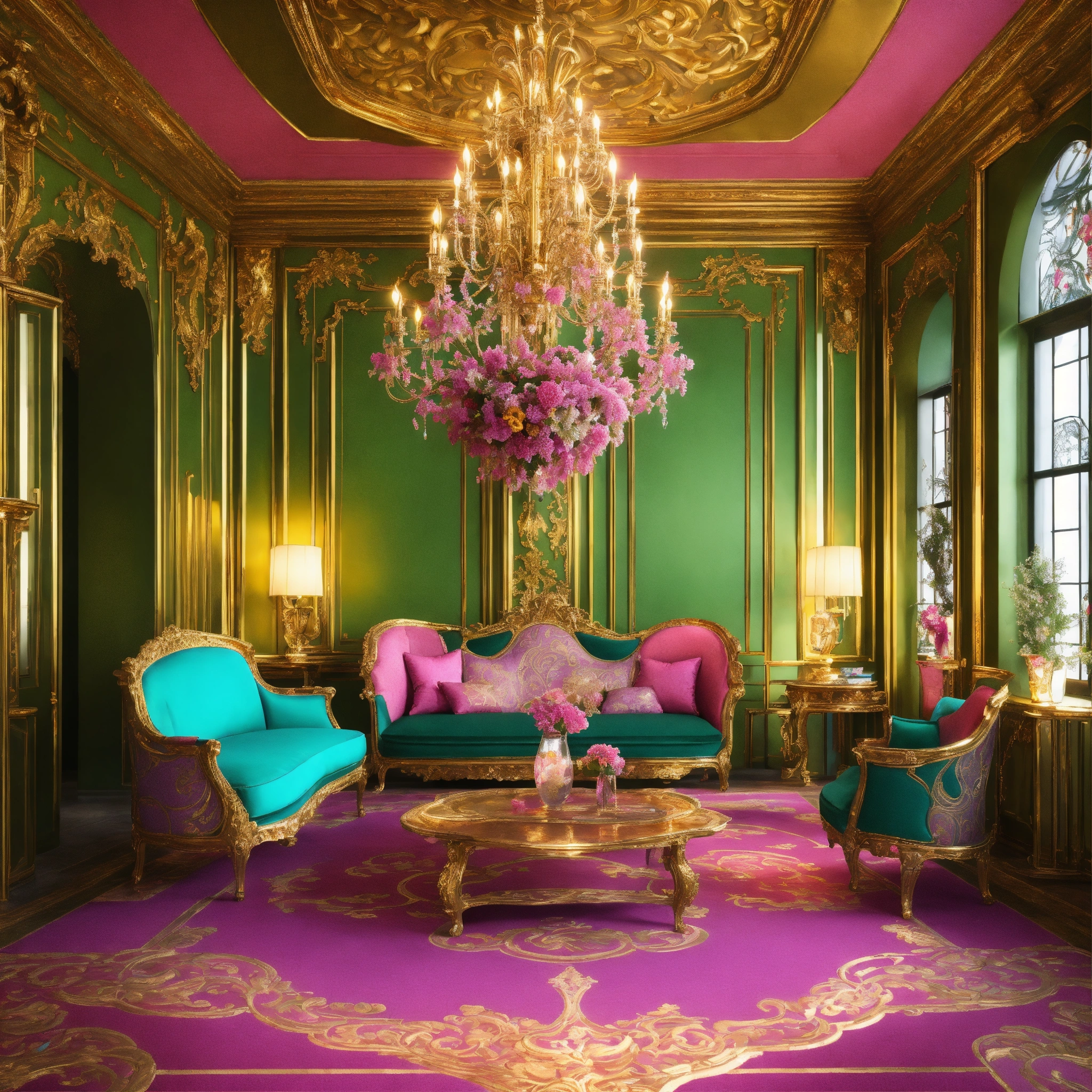 Lexica - Futuristic beautiful French chateau interior sitting room ...