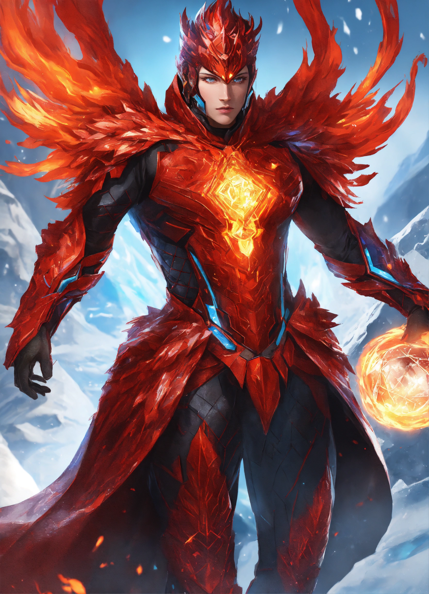 Lexica - Realistic style illustration, ink, Frostfire's costume ...