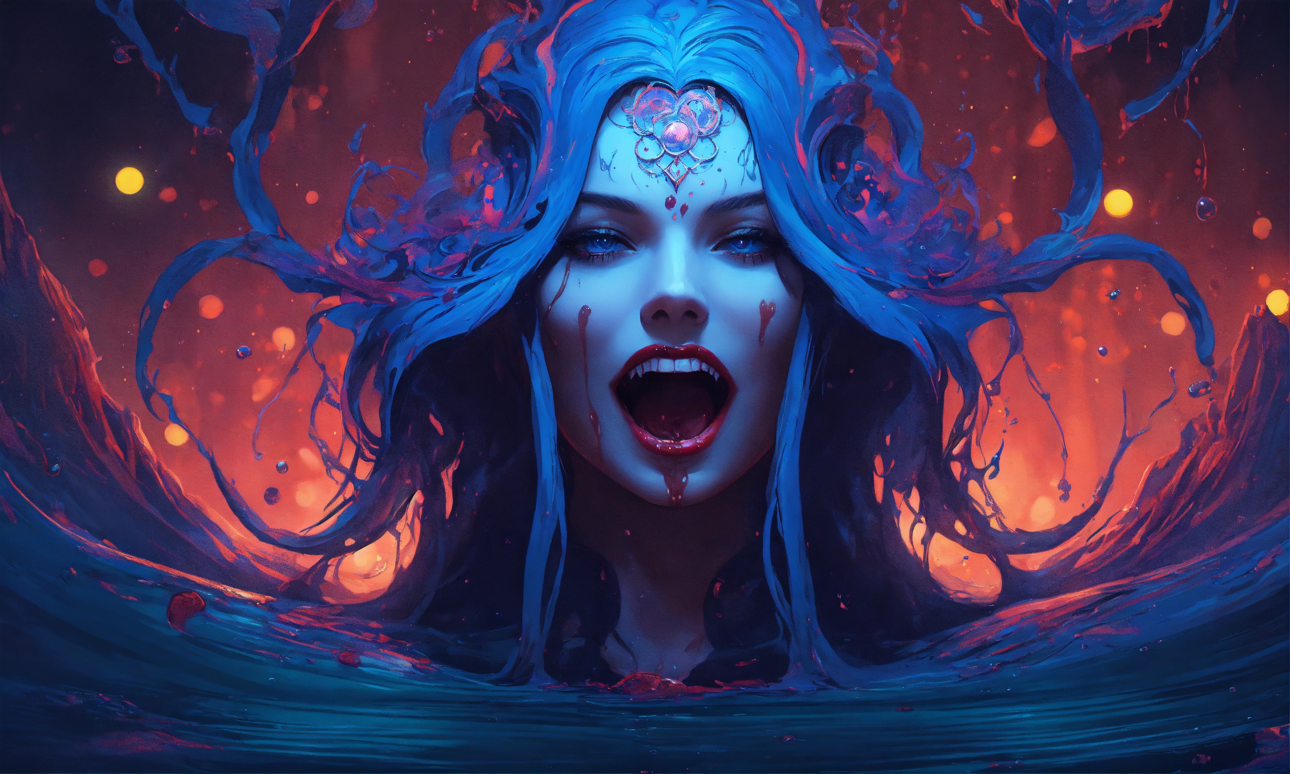 Lexica - Splash art, a quirky liquid portrait of a hauntingly beautiful ...