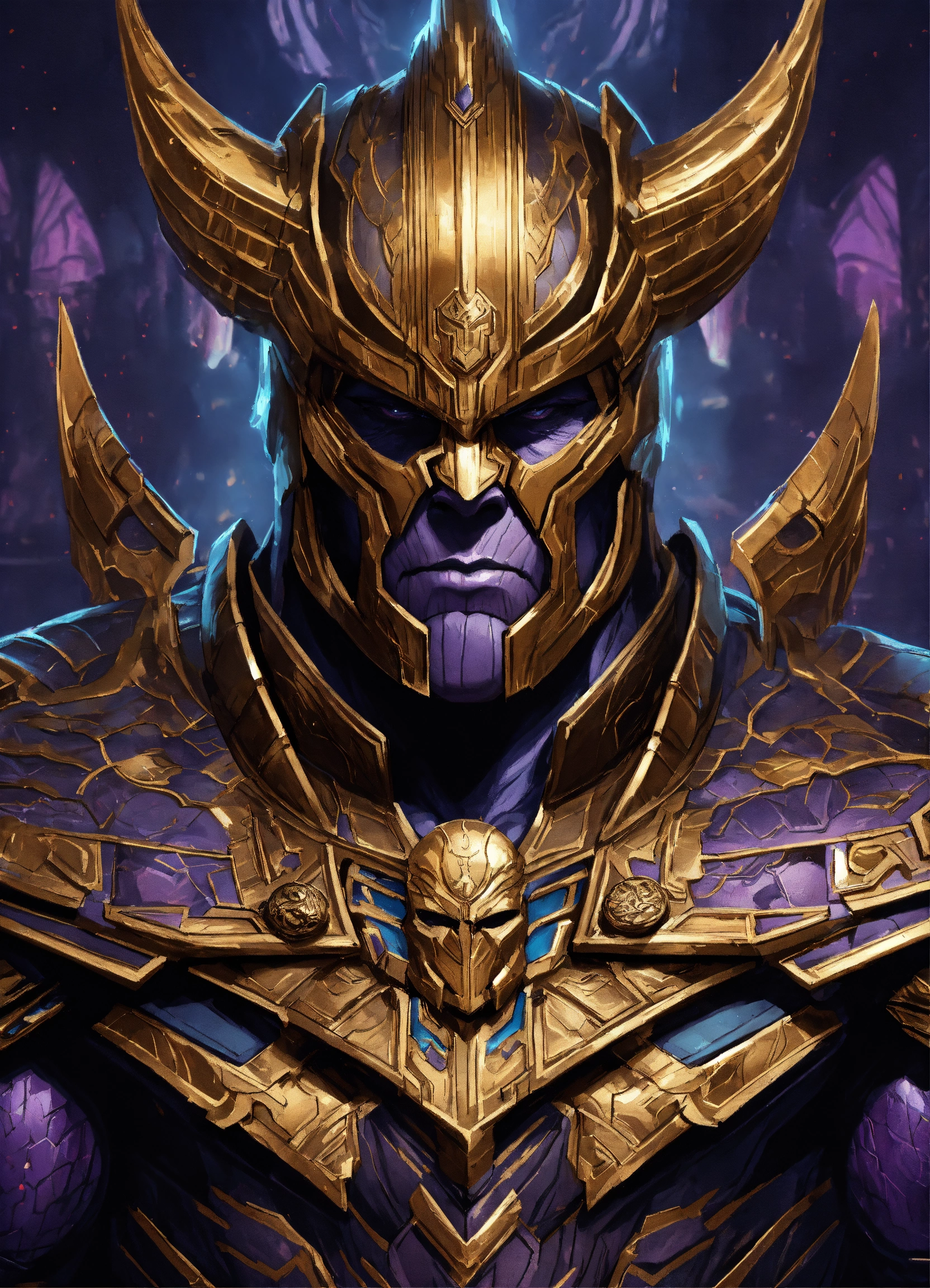 Lexica - A close up of Thanos, symmetrical epic fantasy art, fantasy ...