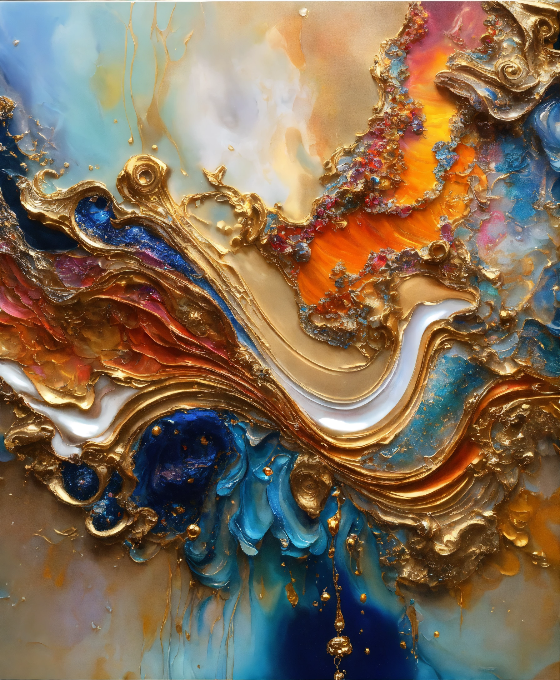 Lexica - Colorful abstract painting oil and water complex complicated ...