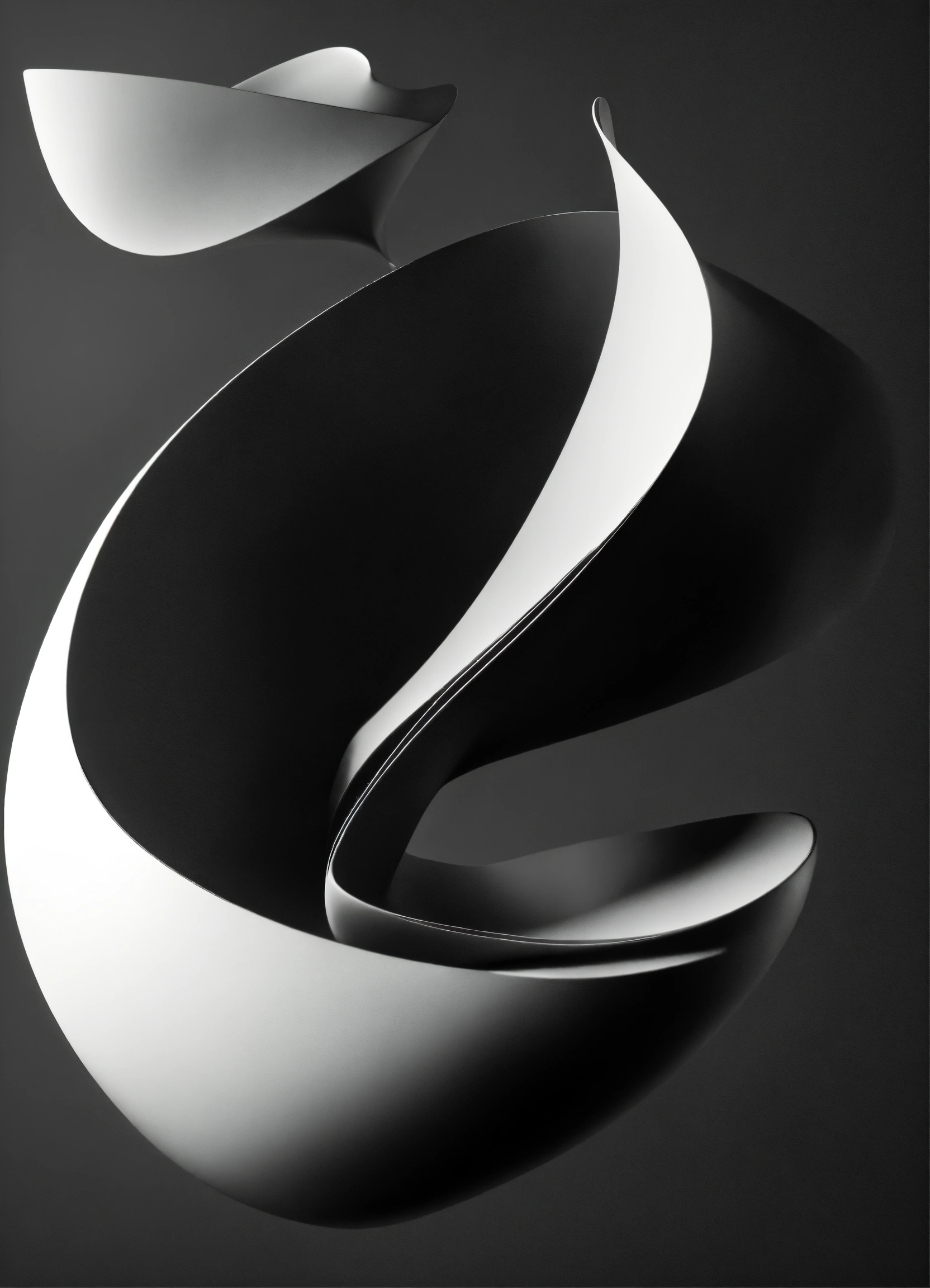 Lexica - Abstract shape flying, 3d render, dark, black white, no ...
