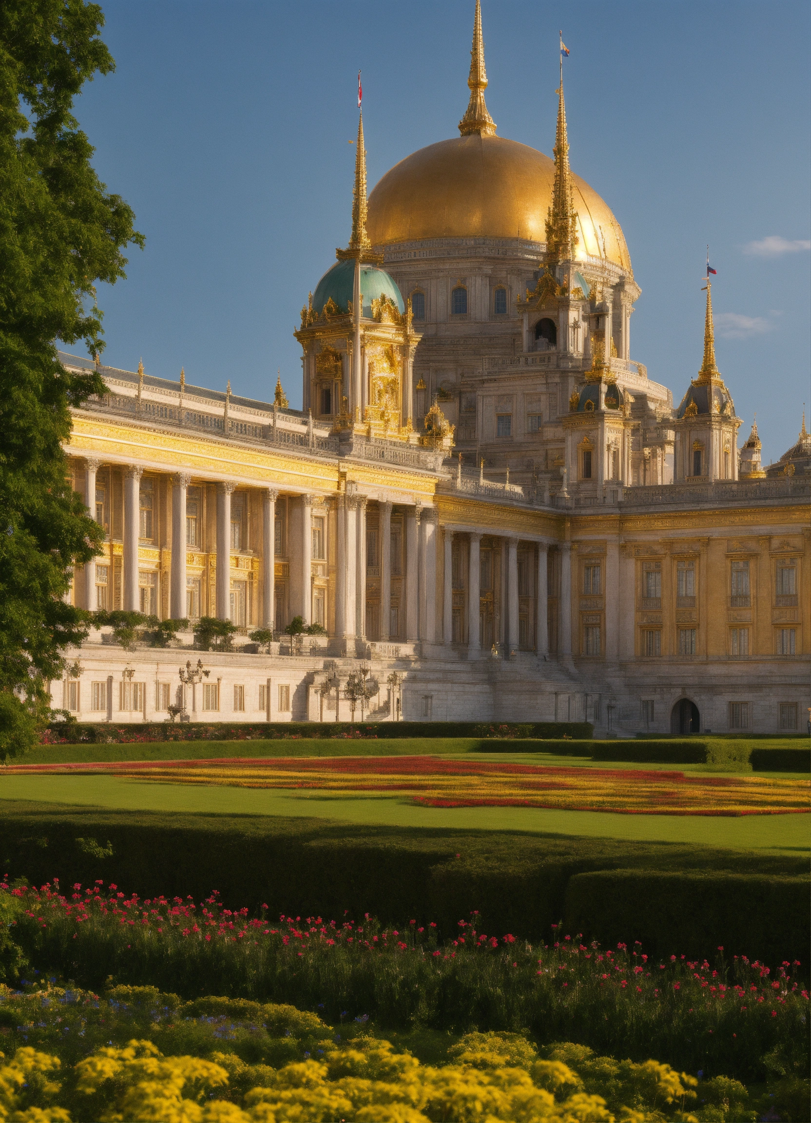 Lexica - A grand royal palace with a dome and a flag