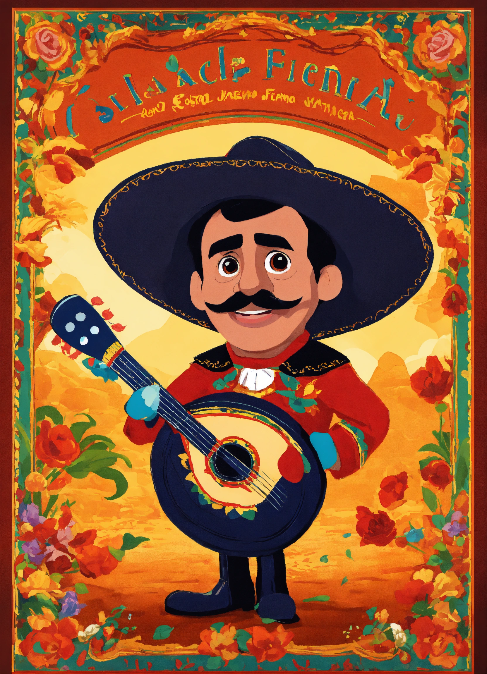 Lexica - Disney Pixar Poster Style, Old Vicente Fernandez Mariachi, Mexican  Party, image size:1664x2304