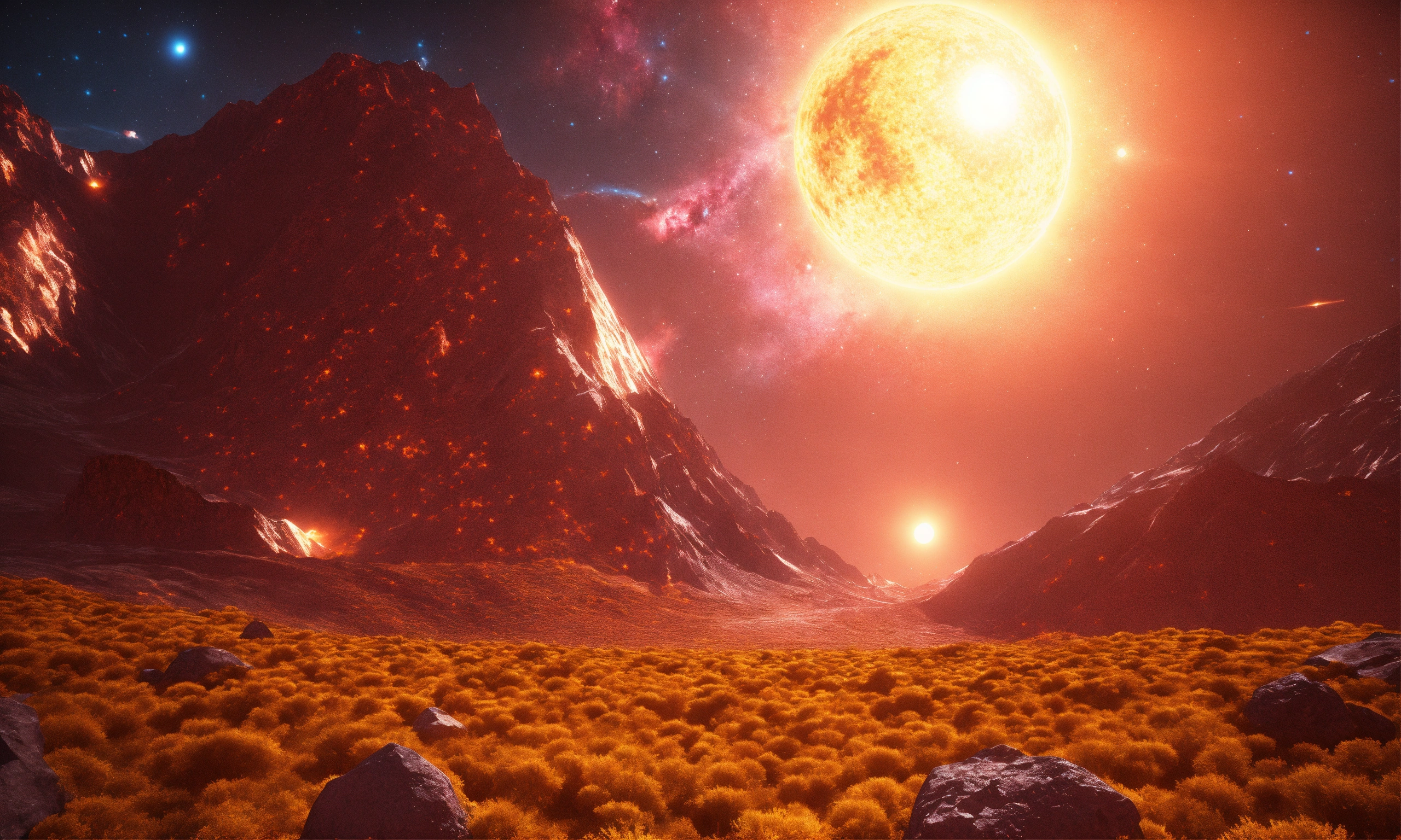Lexica - Two spiritual entity, mountain nebula, sun backgound, Cinema ...