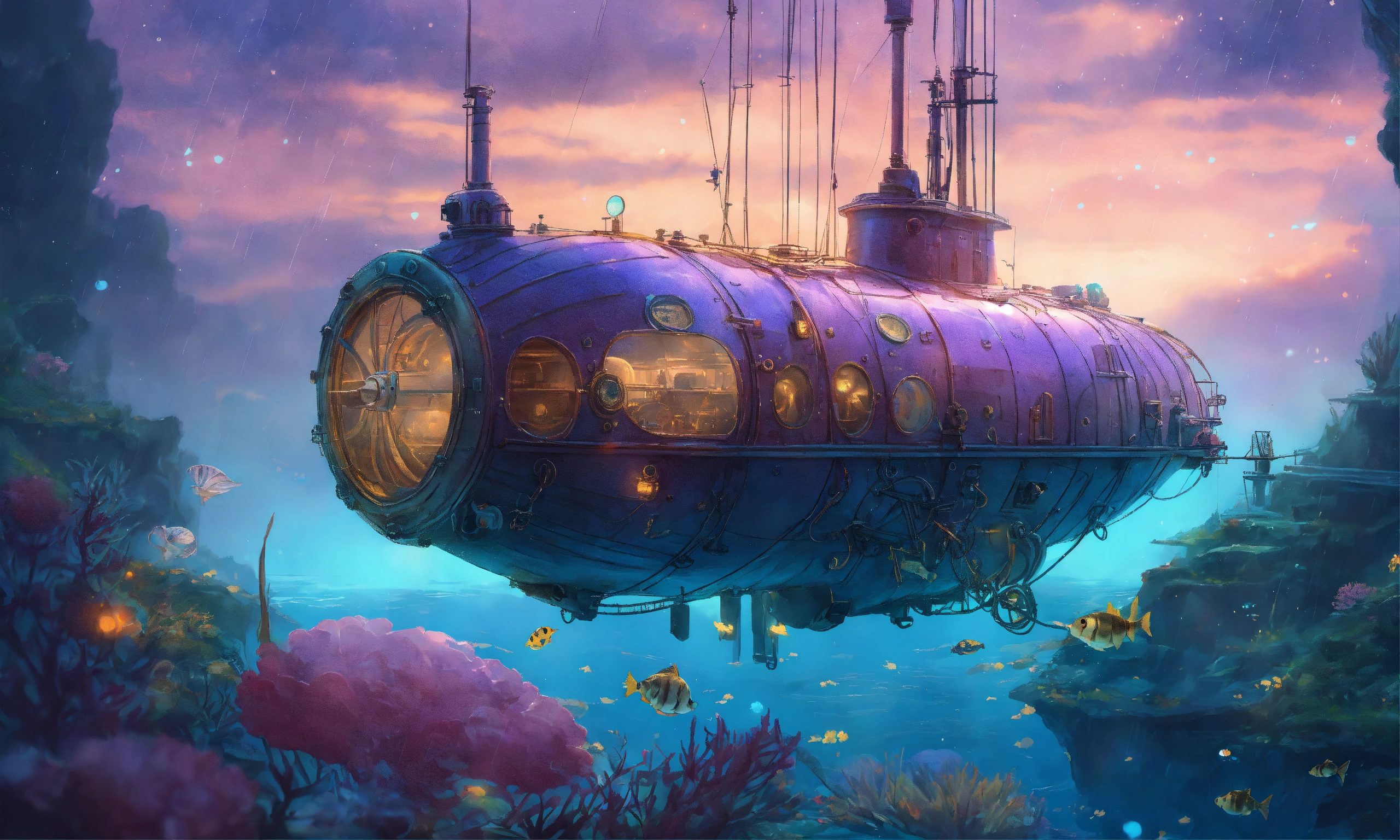 Lexica - A steam punk submarine deep underwater based on The Nautilus ...