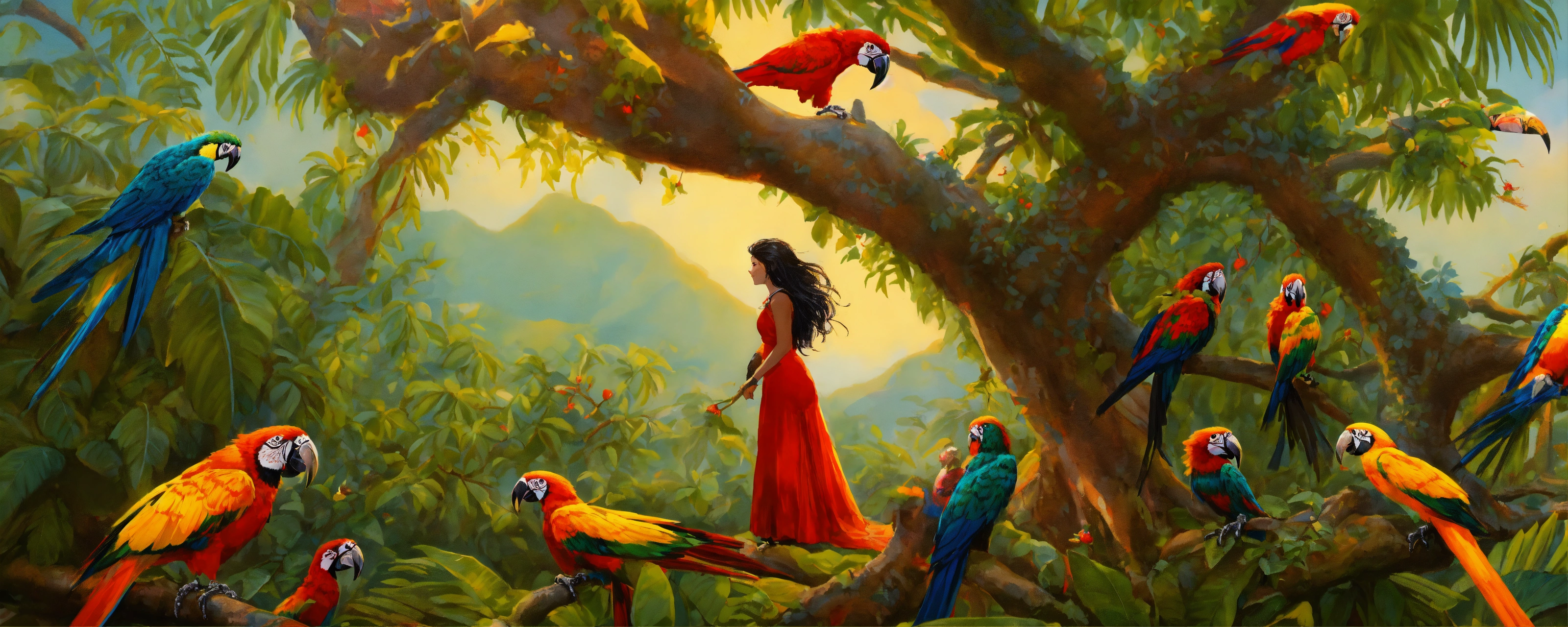 Lexica - A woman whose legs turn into the trunk of a mango tree, her ...