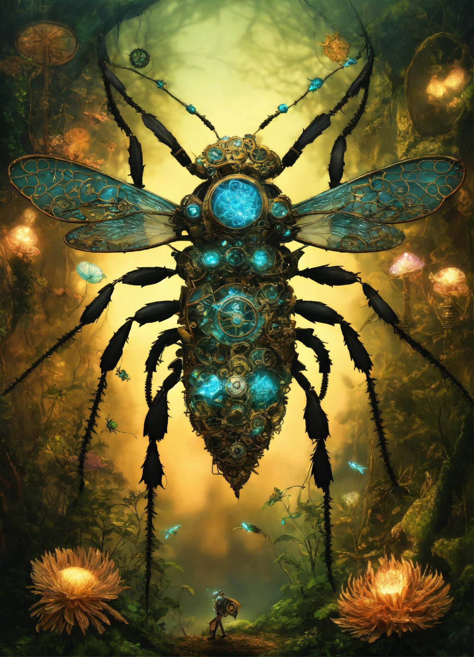 Lexica - Insect features, full body, intricate, mycelial lace ...