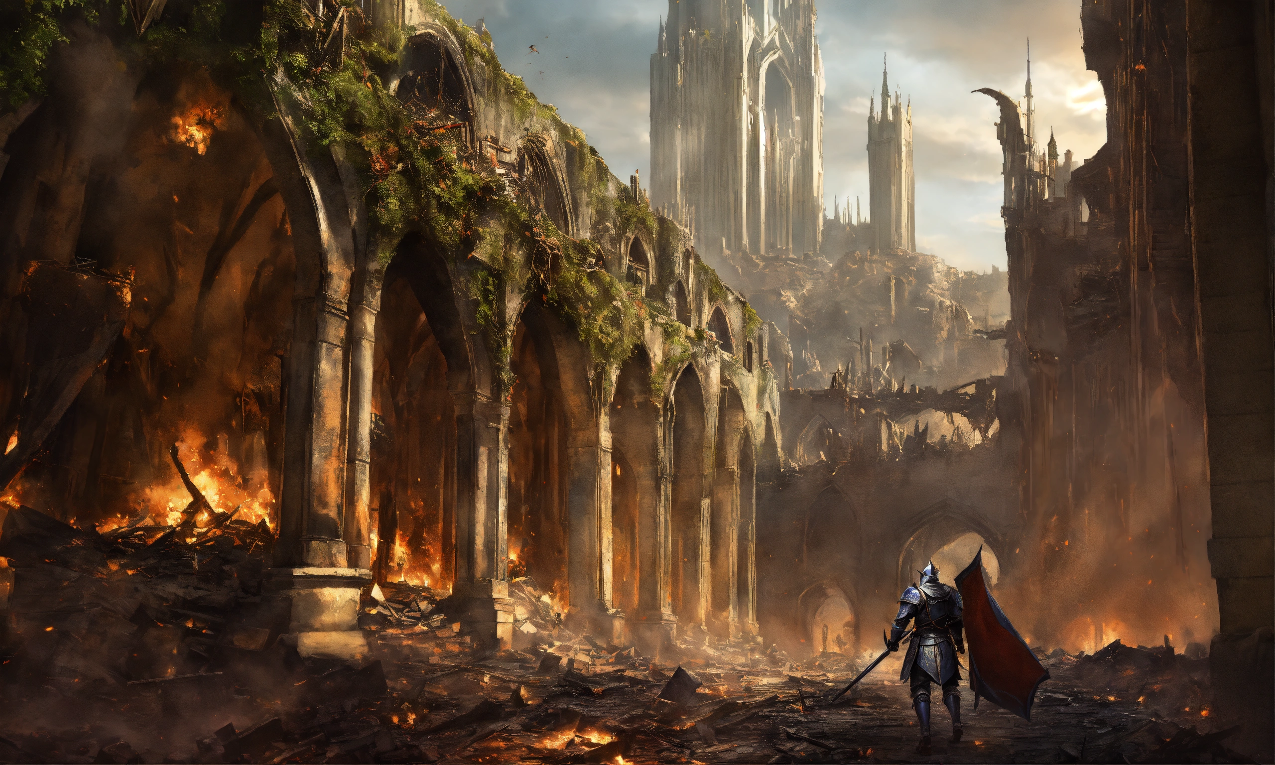 Lexica - Knight comming out of half destroyed protal in destroyed ...