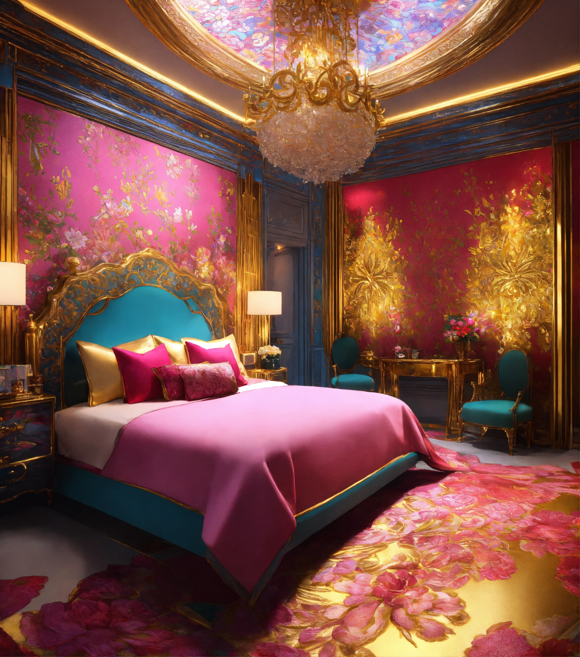 Lexica - Futuristic beautiful French mansion interior bedroom glamorous ...
