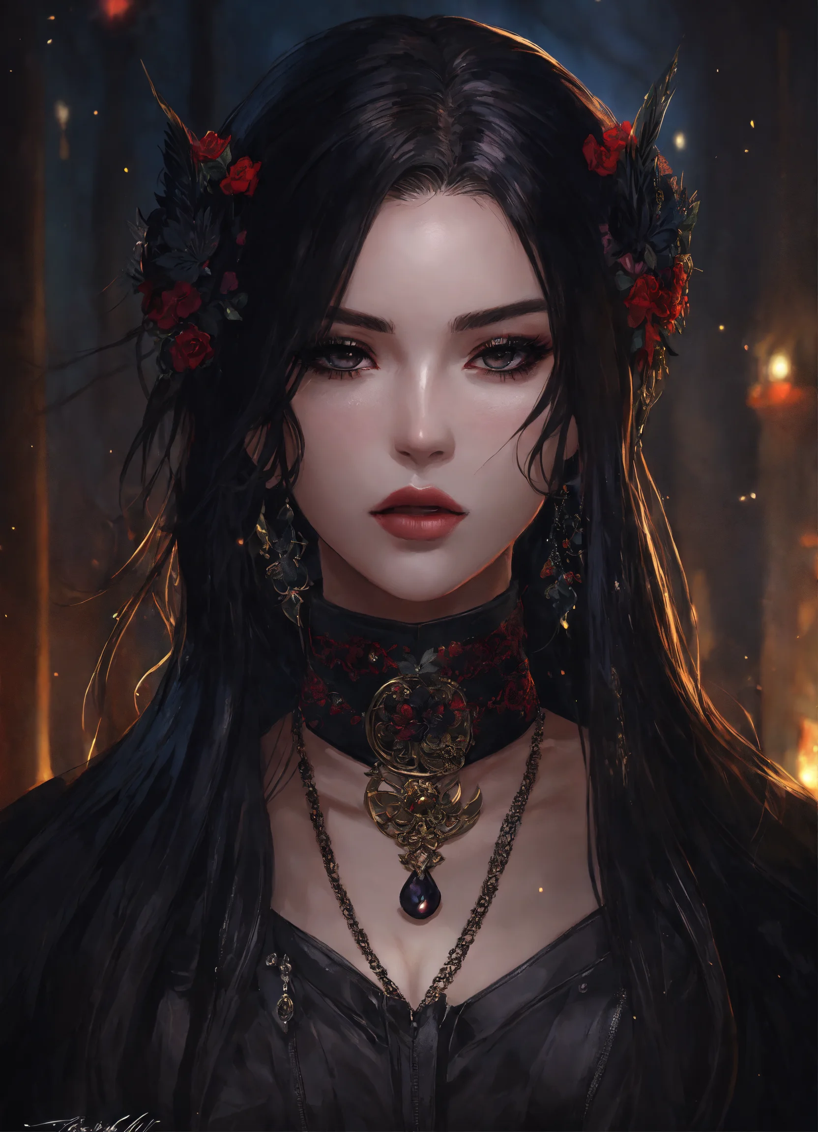 Lexica - Goth woman in evil realistic anime style