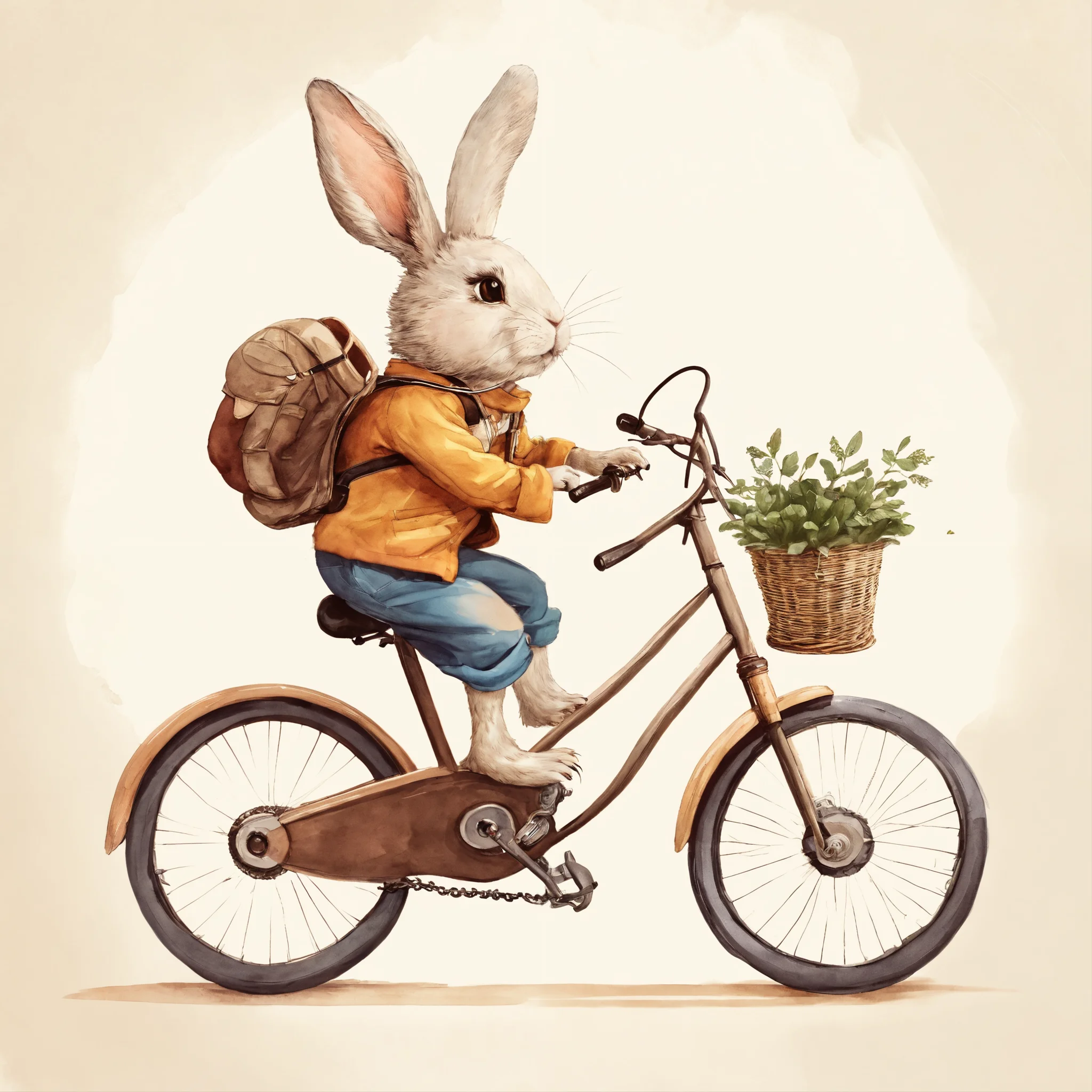 Lexica - A cute rabbit is ridding bike