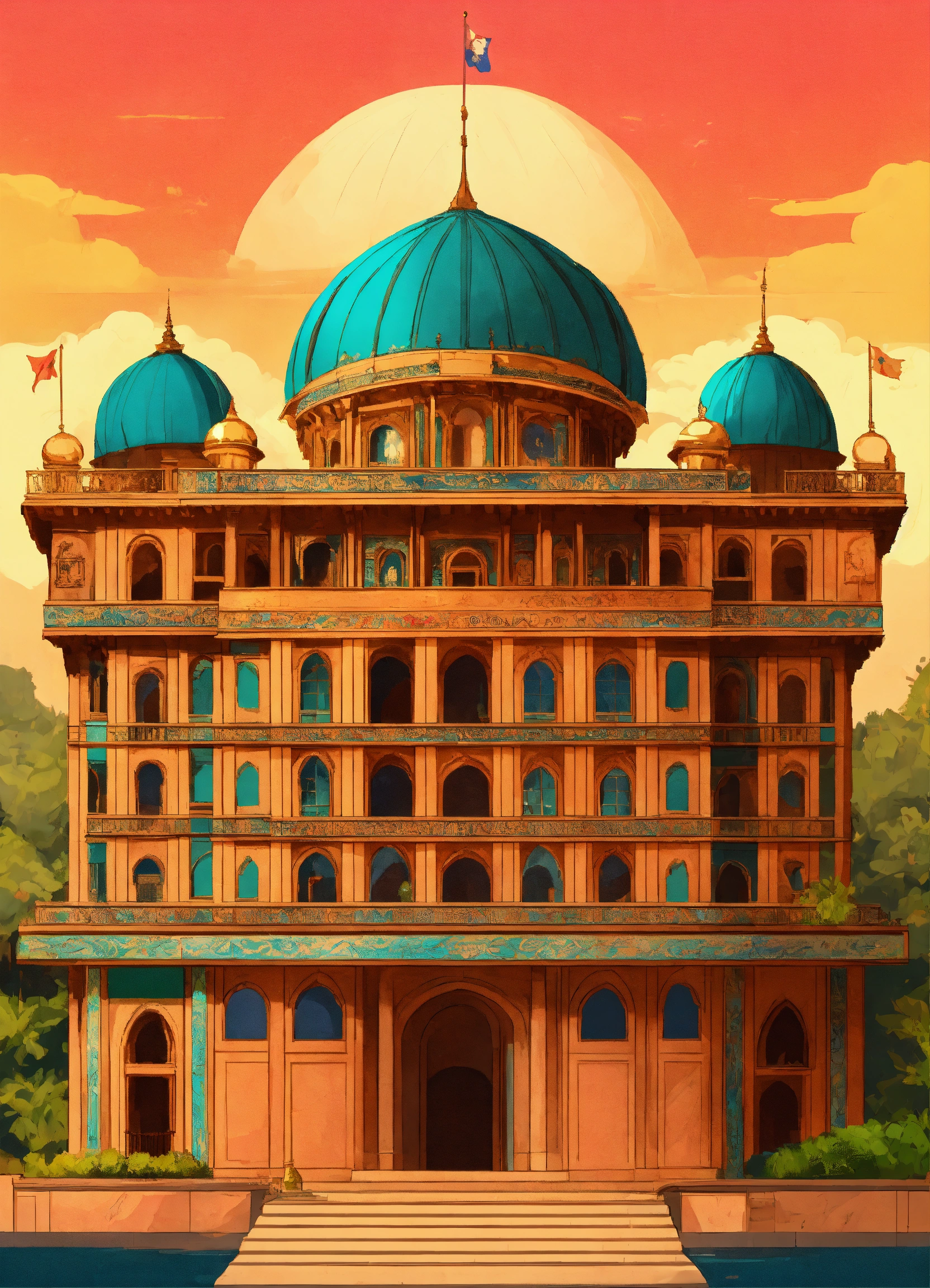 Lexica - A beautiful palace with a dome and a flag
